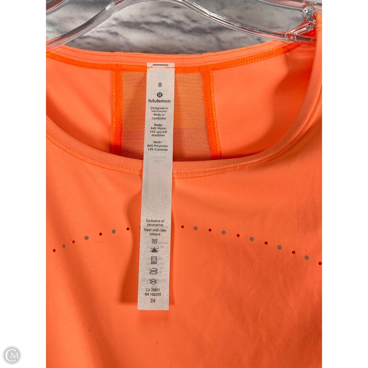 Athletic Tank Top By Lululemon In Orange, Size: M