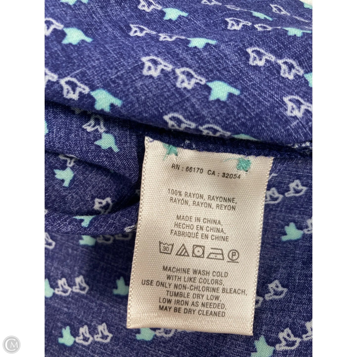 Top Long Sleeve By Maeve In Blue & White, Size: M