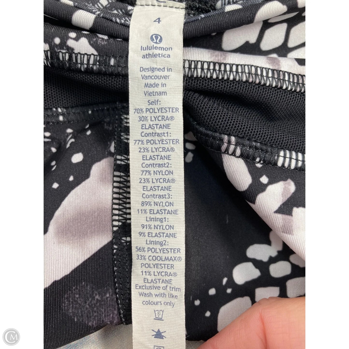 Athletic Leggings By Lululemon In Black & White, Size: 4