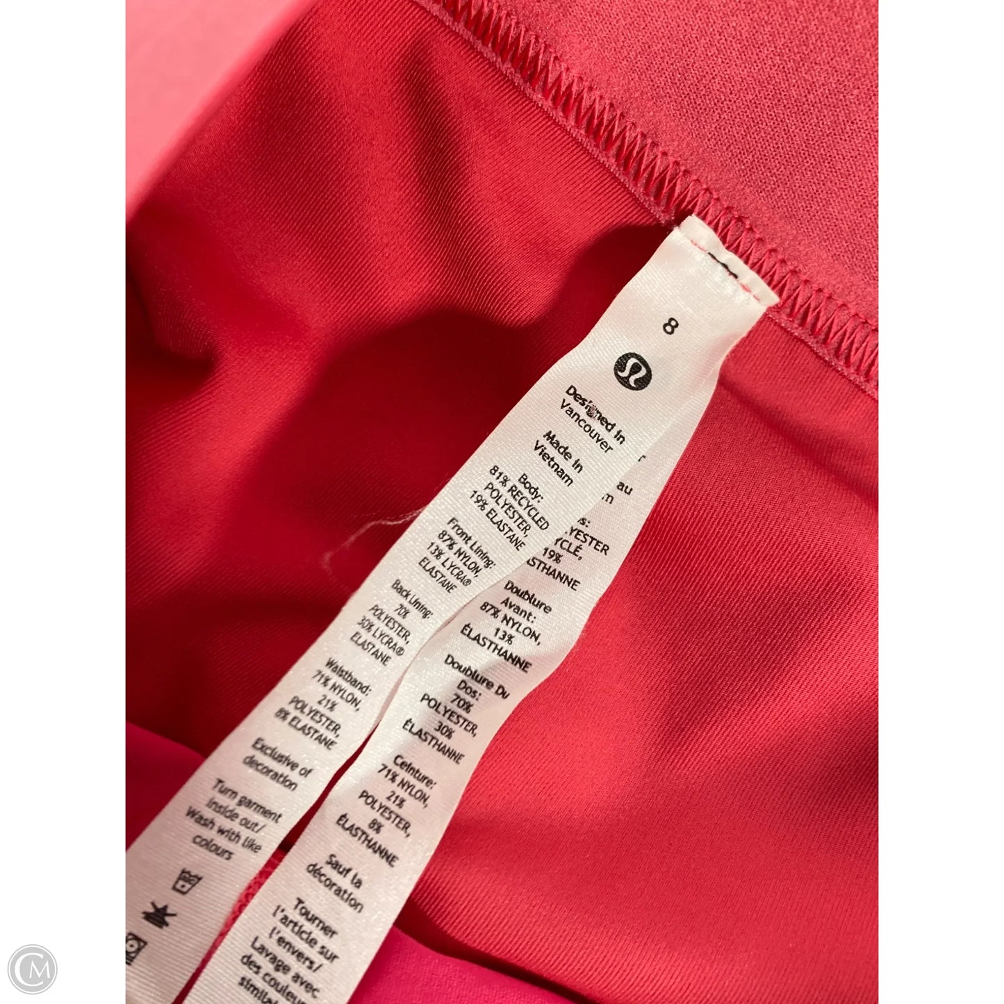 Athletic Skort By Lululemon In Pink, Size: 8