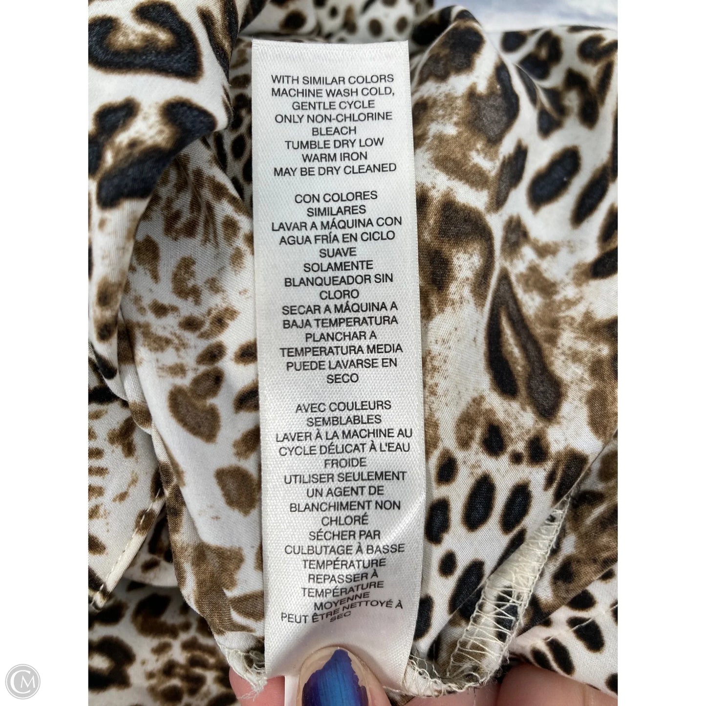 Blouse Long Sleeve By Chicos In Animal Print, Size: Xl