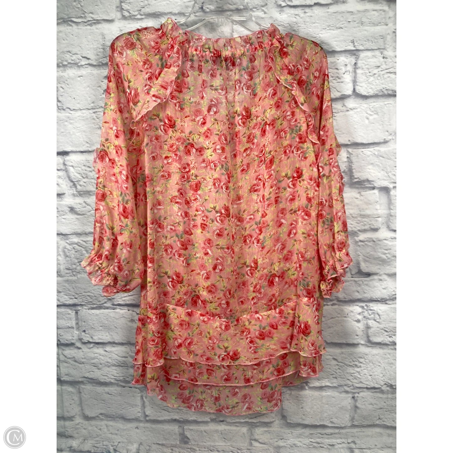 Blouse 3/4 Sleeve By Clothes Mentor In Pink, Size: L