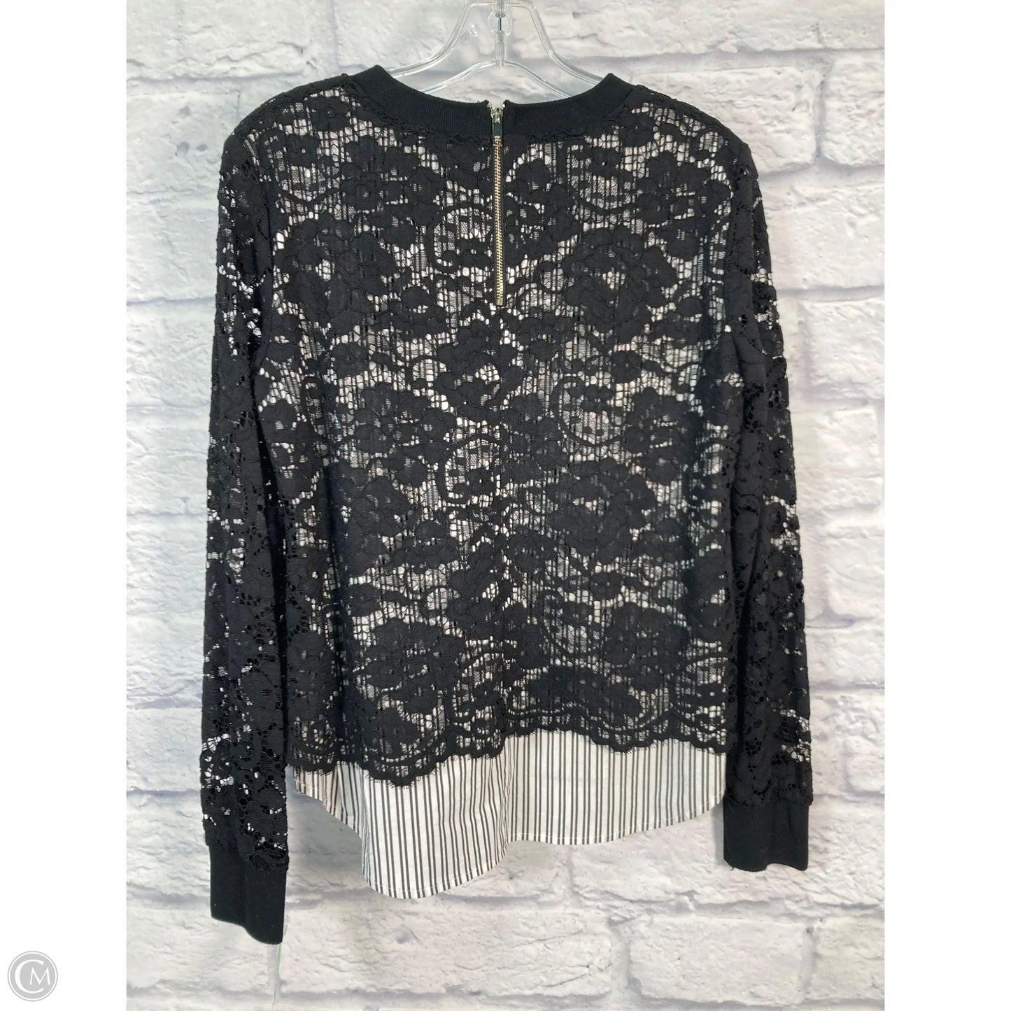 Top Long Sleeve By Dkny In Black & White, Size: Xs