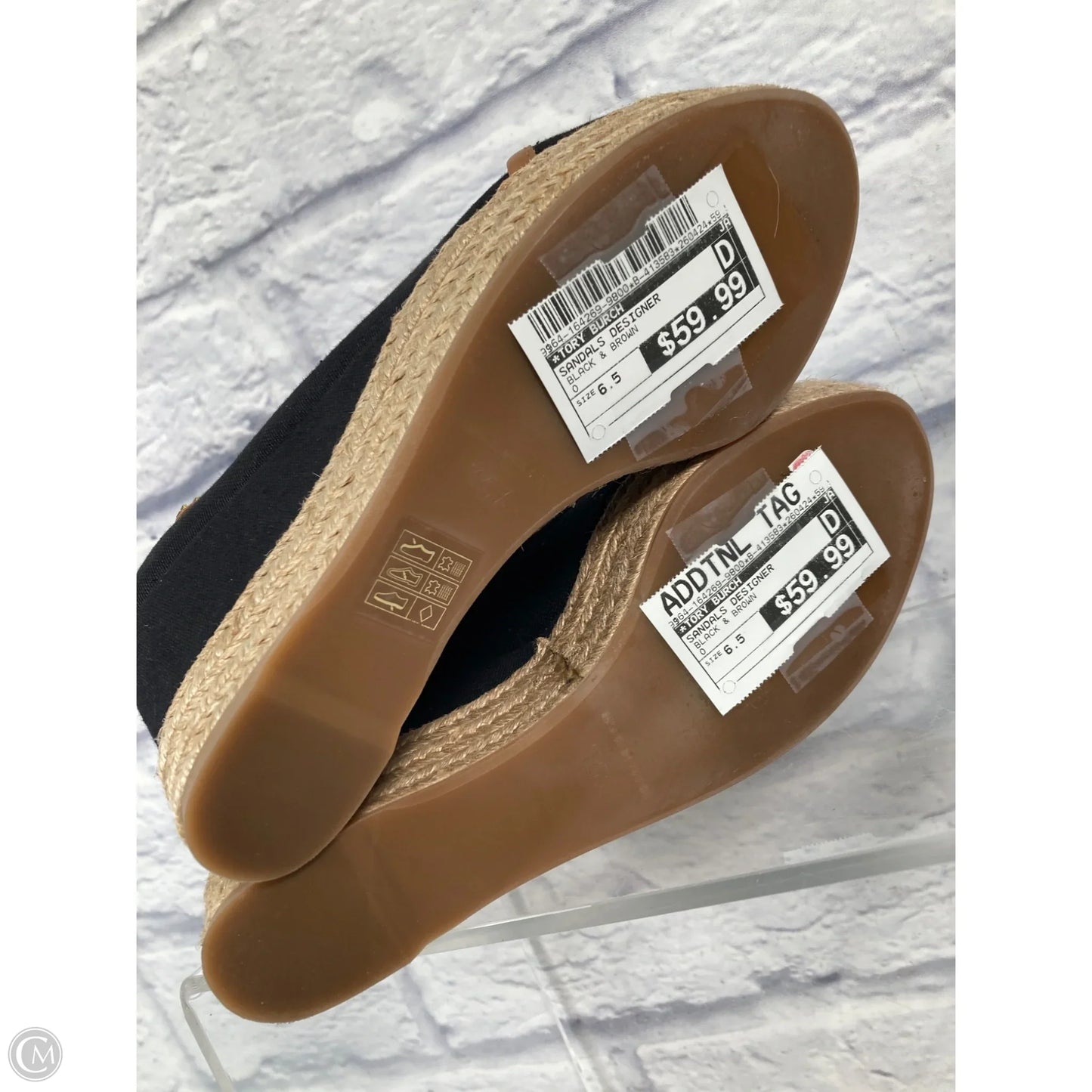 Sandals Designer By Tory Burch In Black & Brown, Size: 6.5