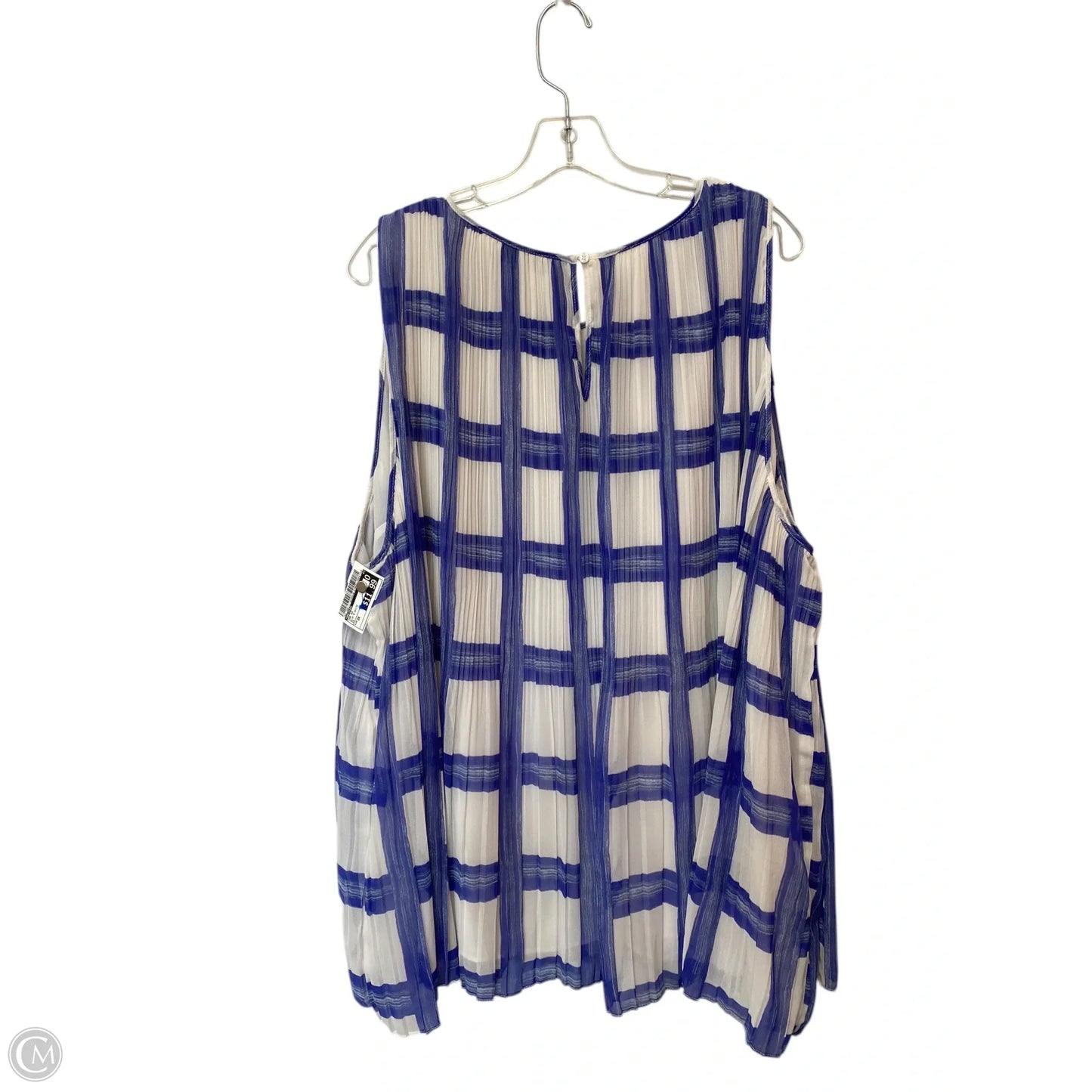 Top Short Sleeve By Halogen In Blue & White, Size: 3x