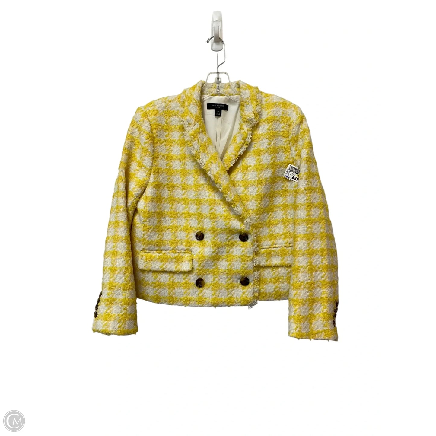Blazer By Ann Taylor In White & Yellow, Size: 6p