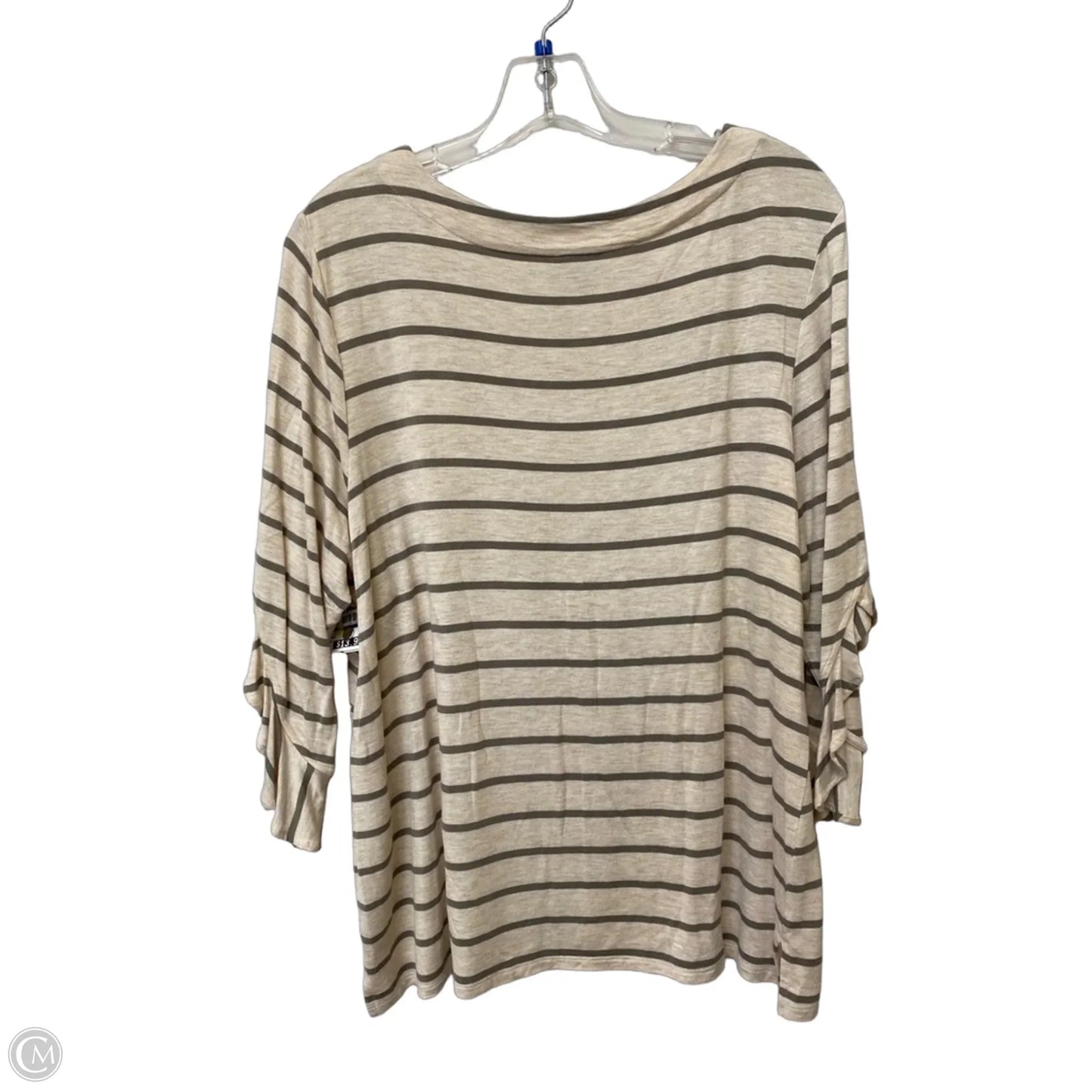 Top 3/4 Sleeve By Chicos In Cream & Green, Size: L