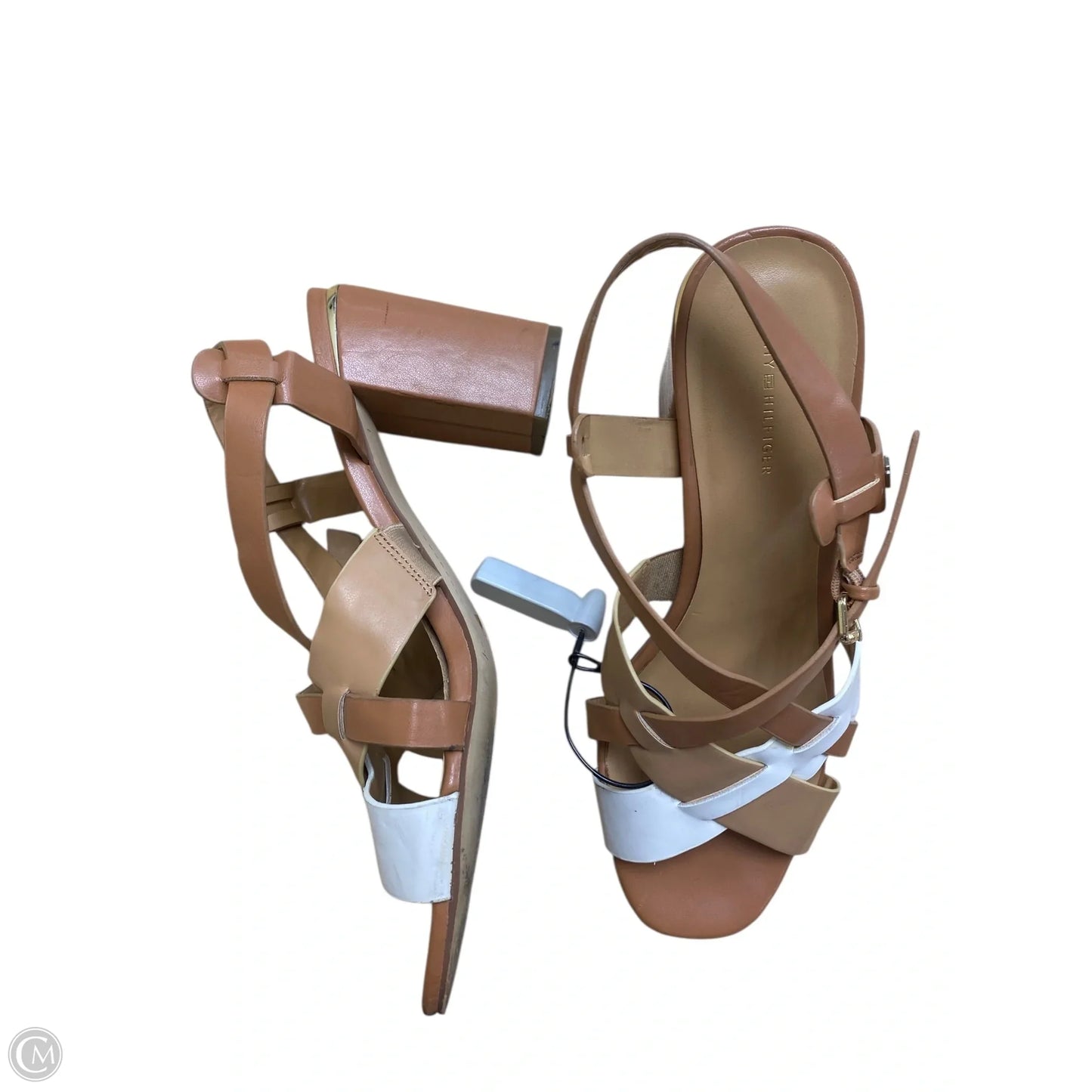 Sandals Heels Block By Tommy Hilfiger In Tan, Size: 8.5