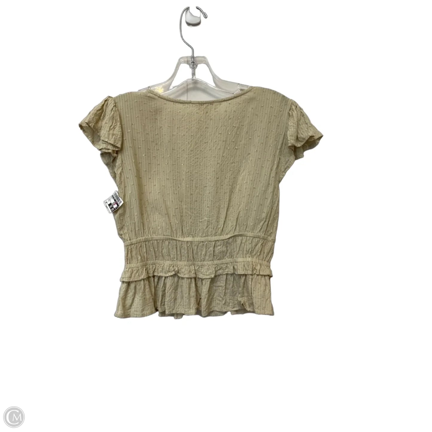 Top Short Sleeve By Sim & Sam In Tan, Size: S