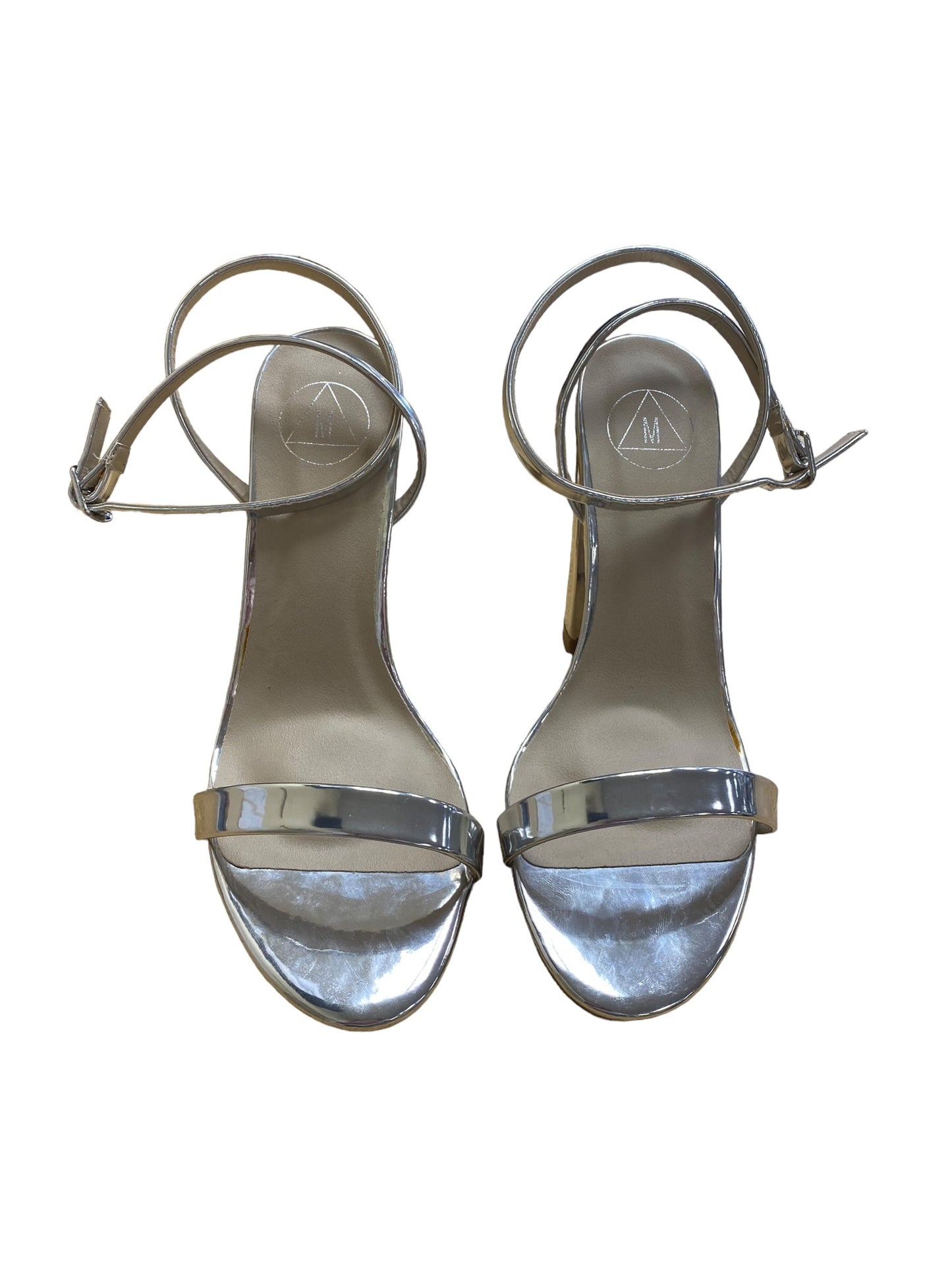 Shoes Heels Block By Missguided In Silver, Size: 6.5