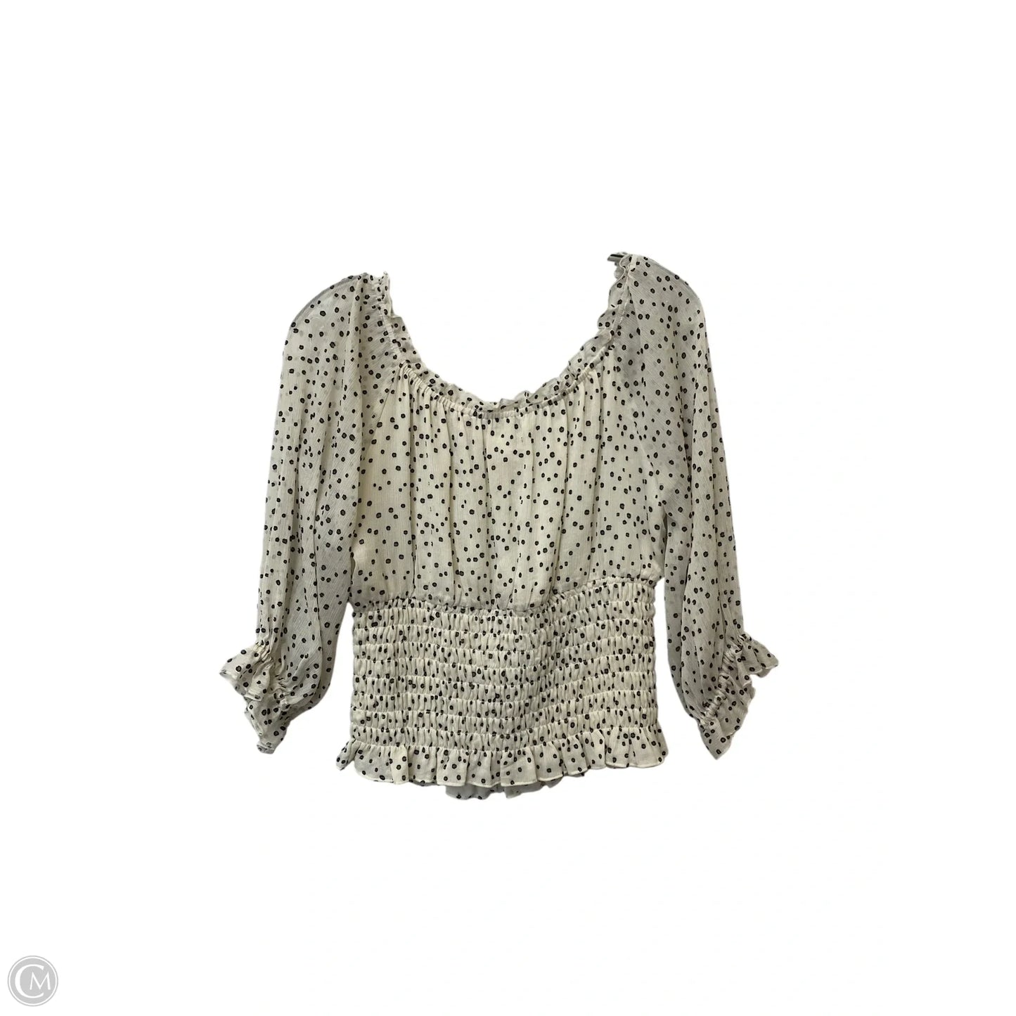 Top 3/4 Sleeve By Anthropologie In Polkadot Pattern, Size: M