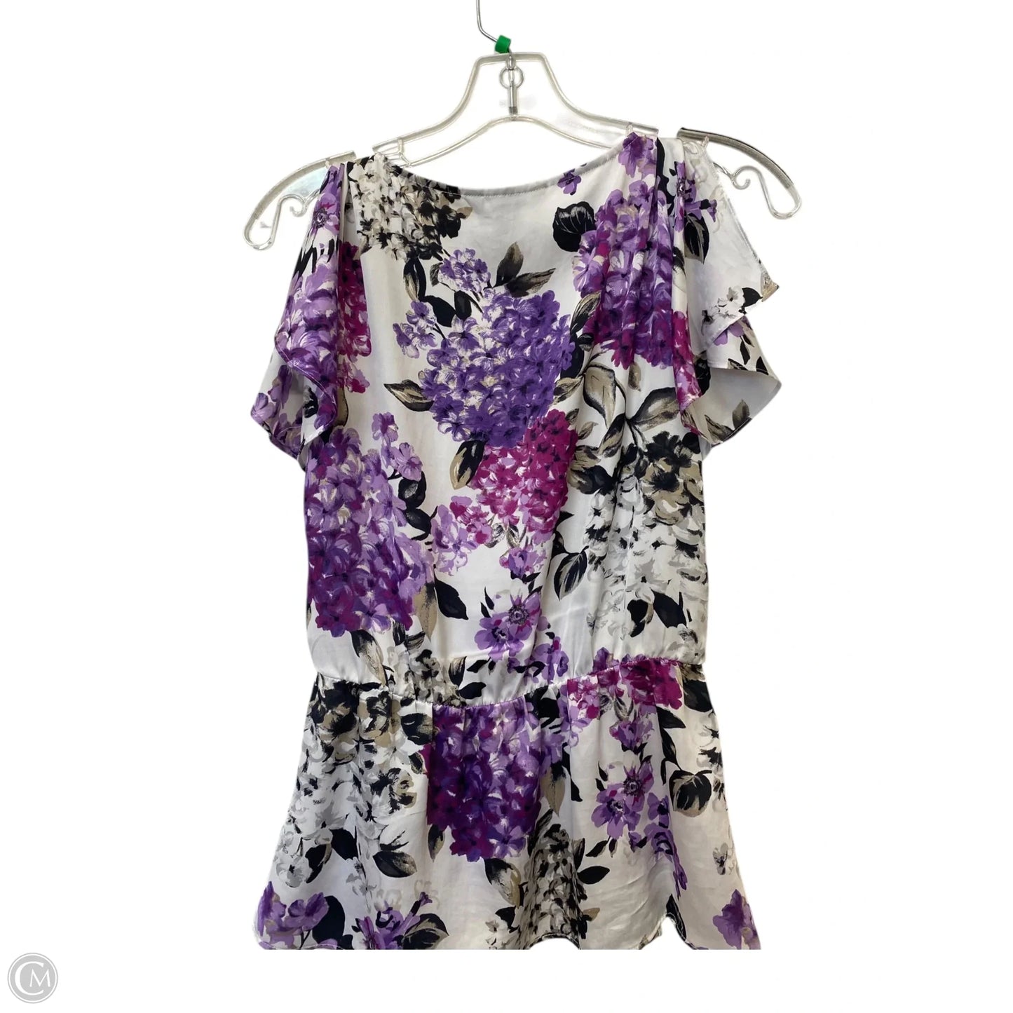 Top Short Sleeve By White House Black Market In Floral Print, Size: Xxs