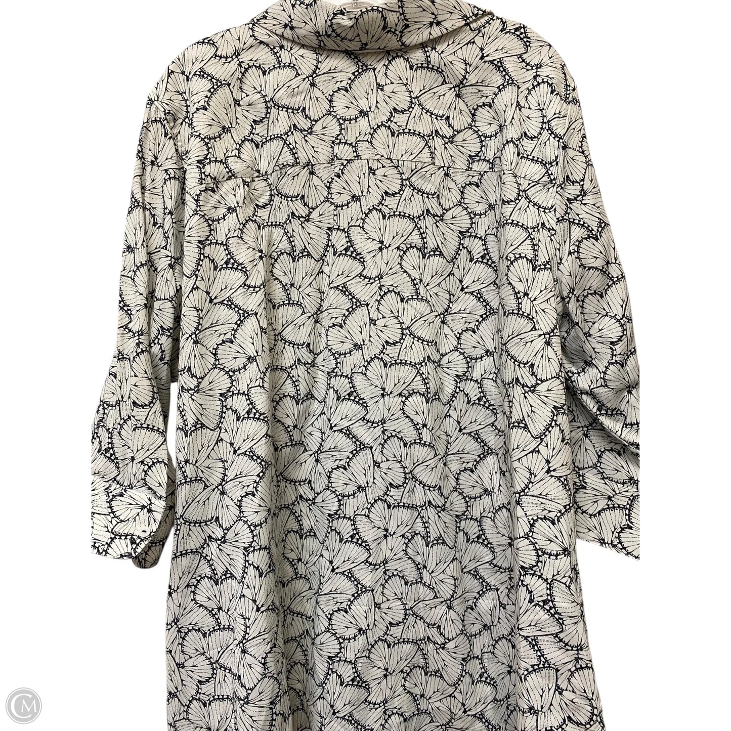 Top Long Sleeve Basic By Foxcroft In Black & White, Size: Xl