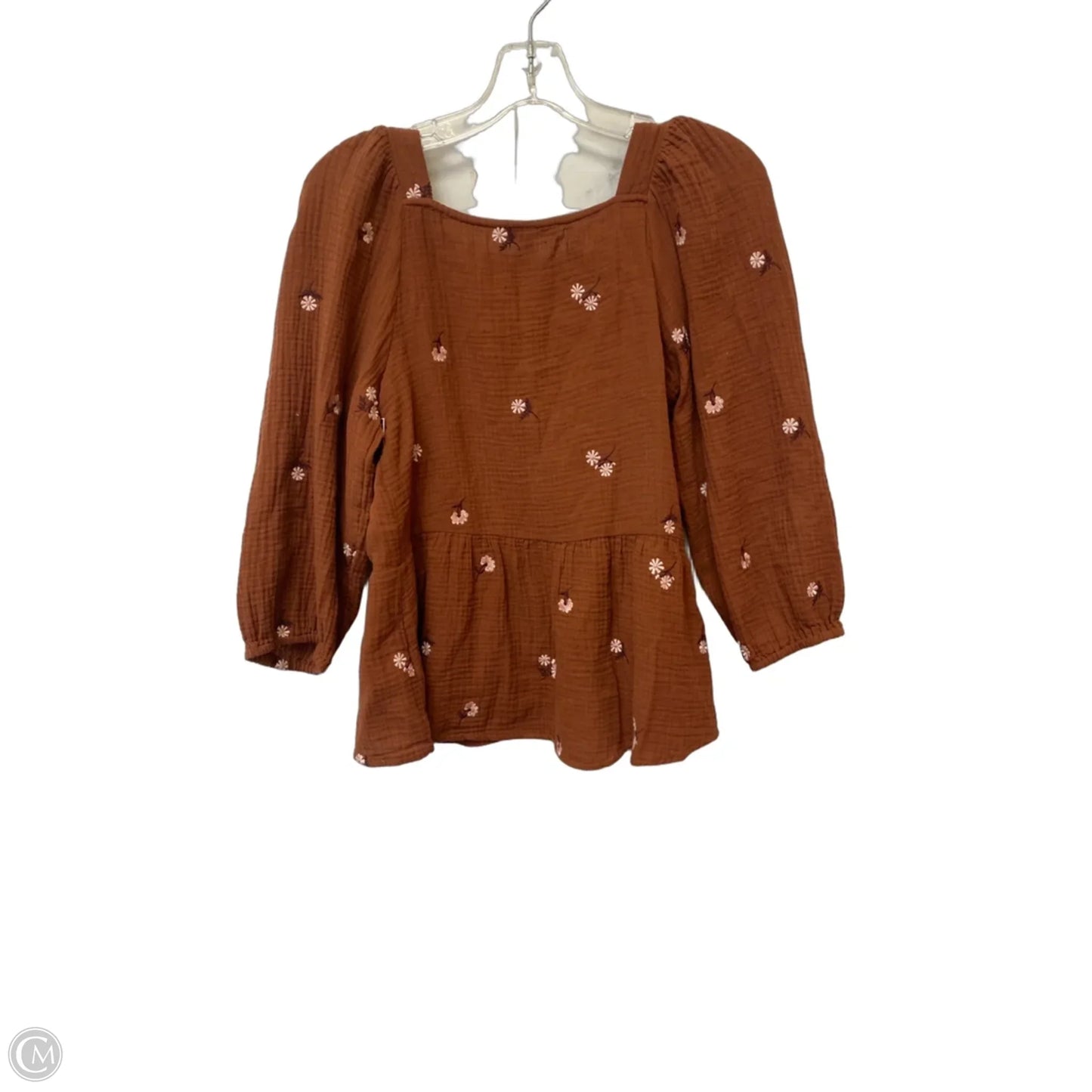 Top 3/4 Sleeve By Madewell In Brown, Size: Xs