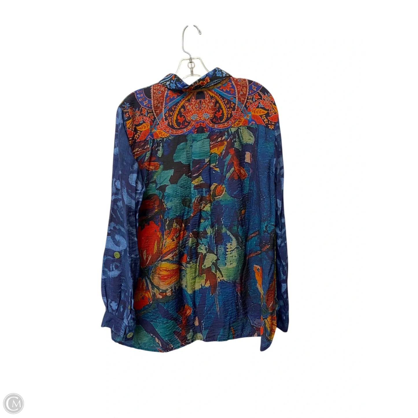 Top Long Sleeve By John Mark In Green & Orange, Size: L