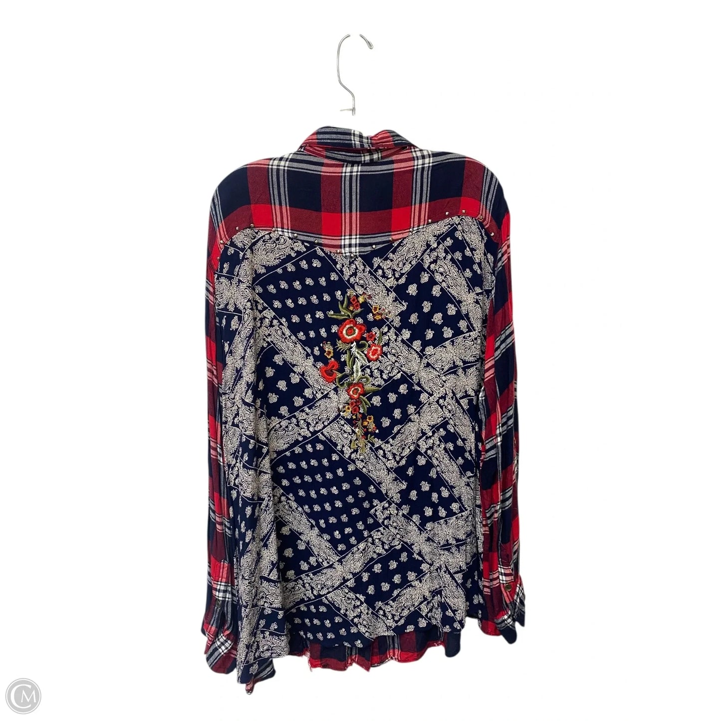 Top Long Sleeve By Cme In Plaid Pattern, Size: 2x