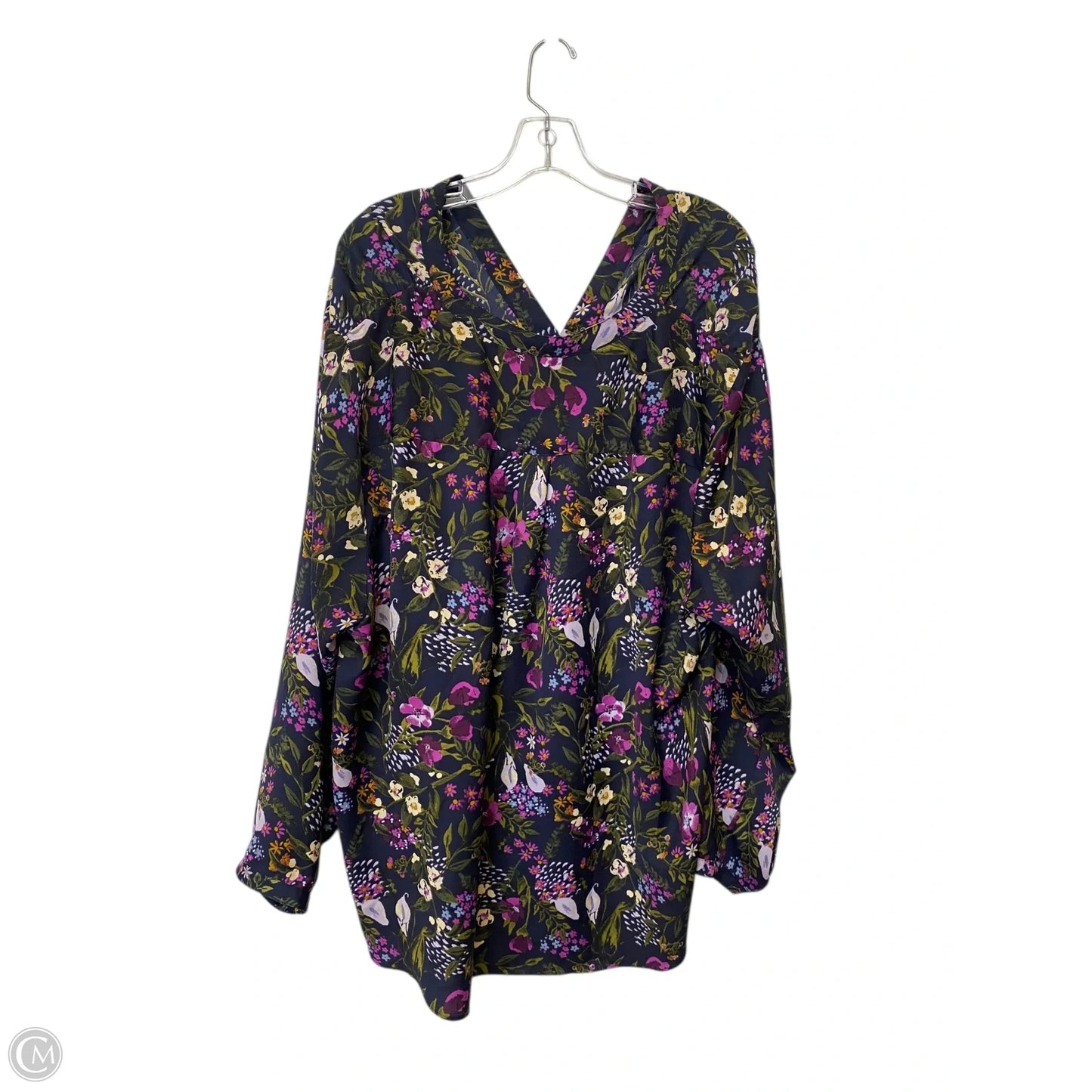 Top Long Sleeve By Ava & Viv In Floral Print, Size: 3x