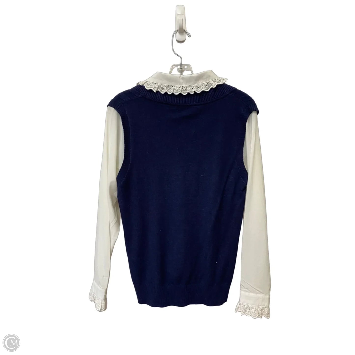 Top Long Sleeve By Sioni In Blue & White, Size: M