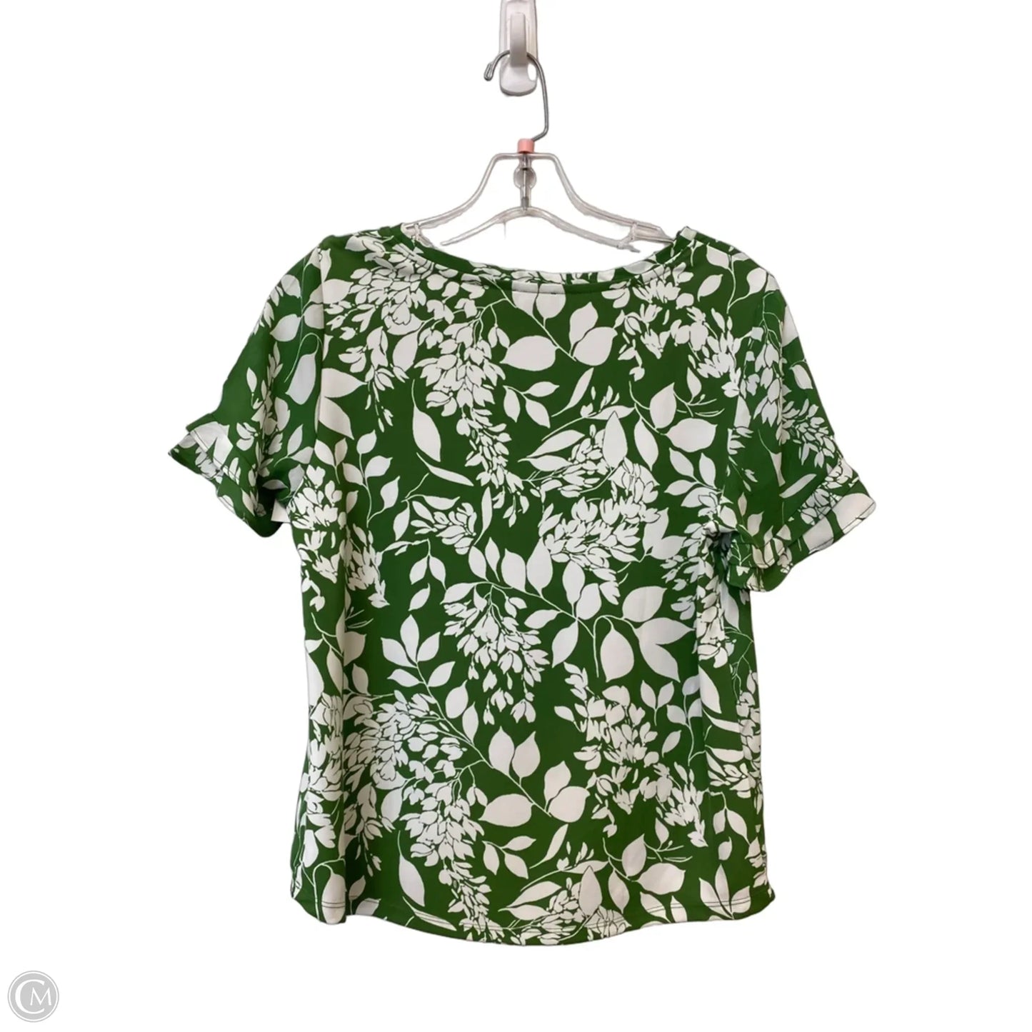 Top Short Sleeve By Ann Taylor In Green & White, Size: Sp