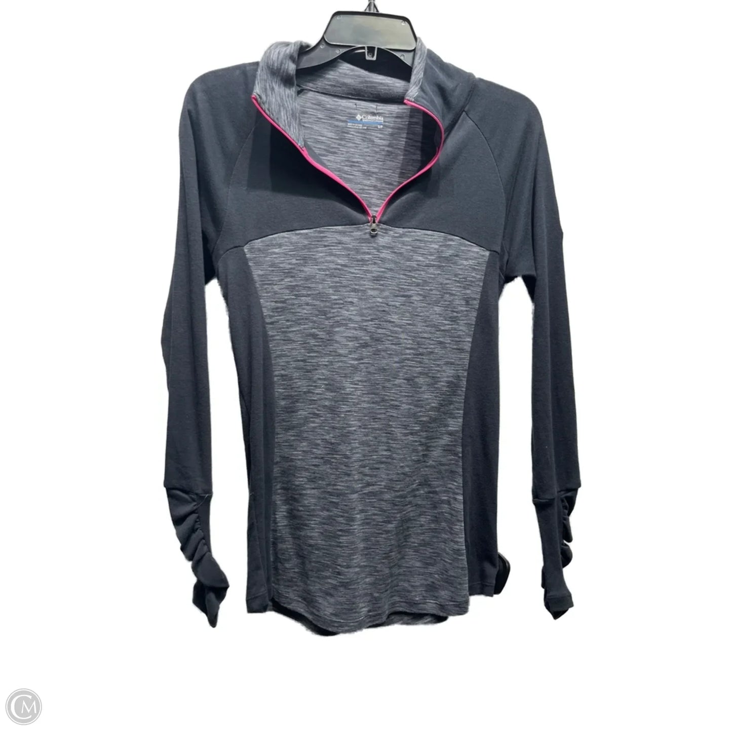 Athletic Top Long Sleeve Collar By Columbia In Black & Pink, Size: S