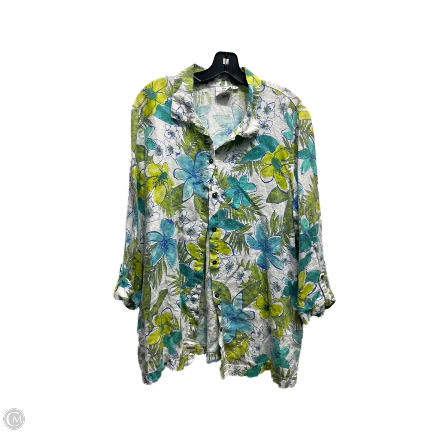 Top Long Sleeve By HOT COTTON In Blue & Green, Size: L