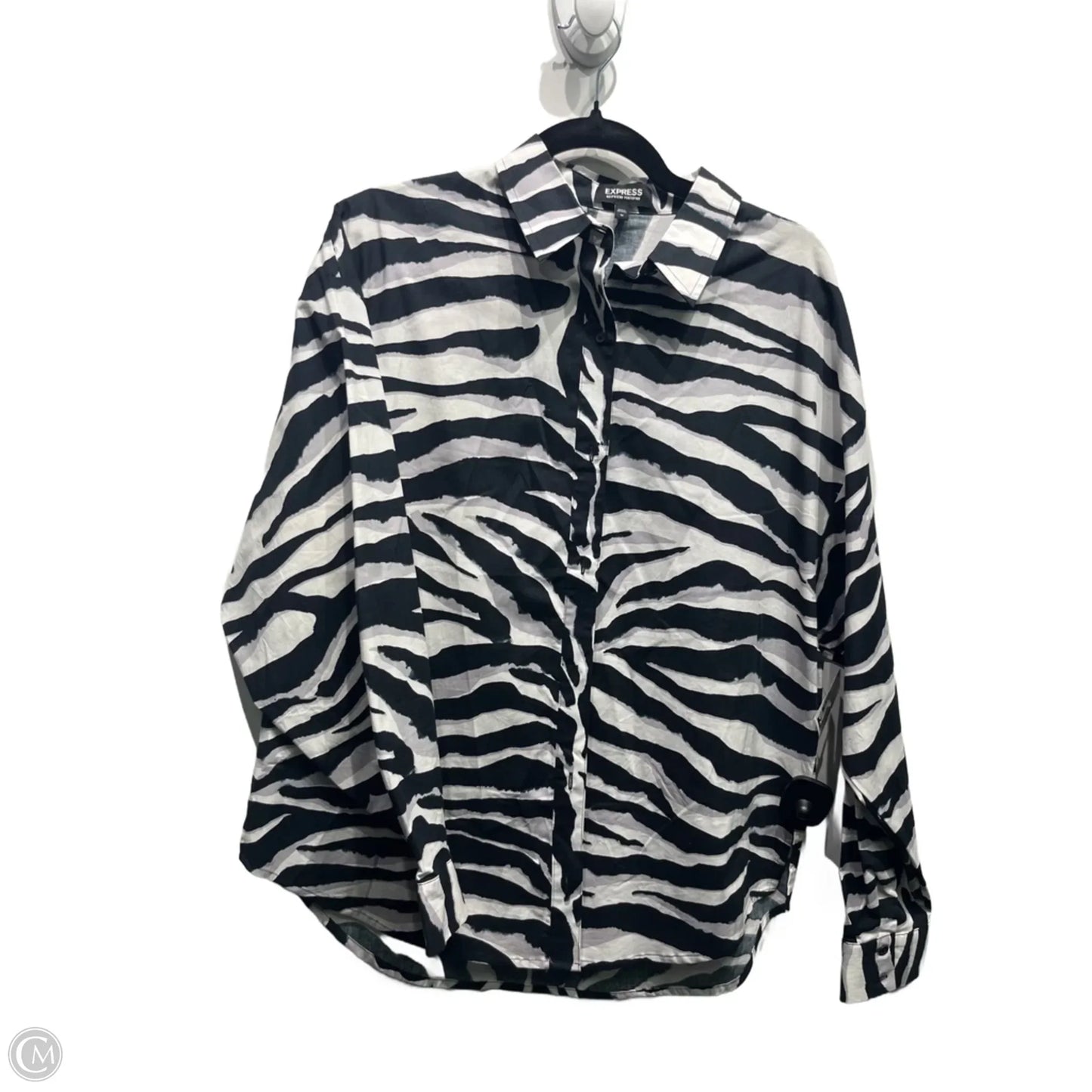 Top Long Sleeve By Express In Black & White, Size: M