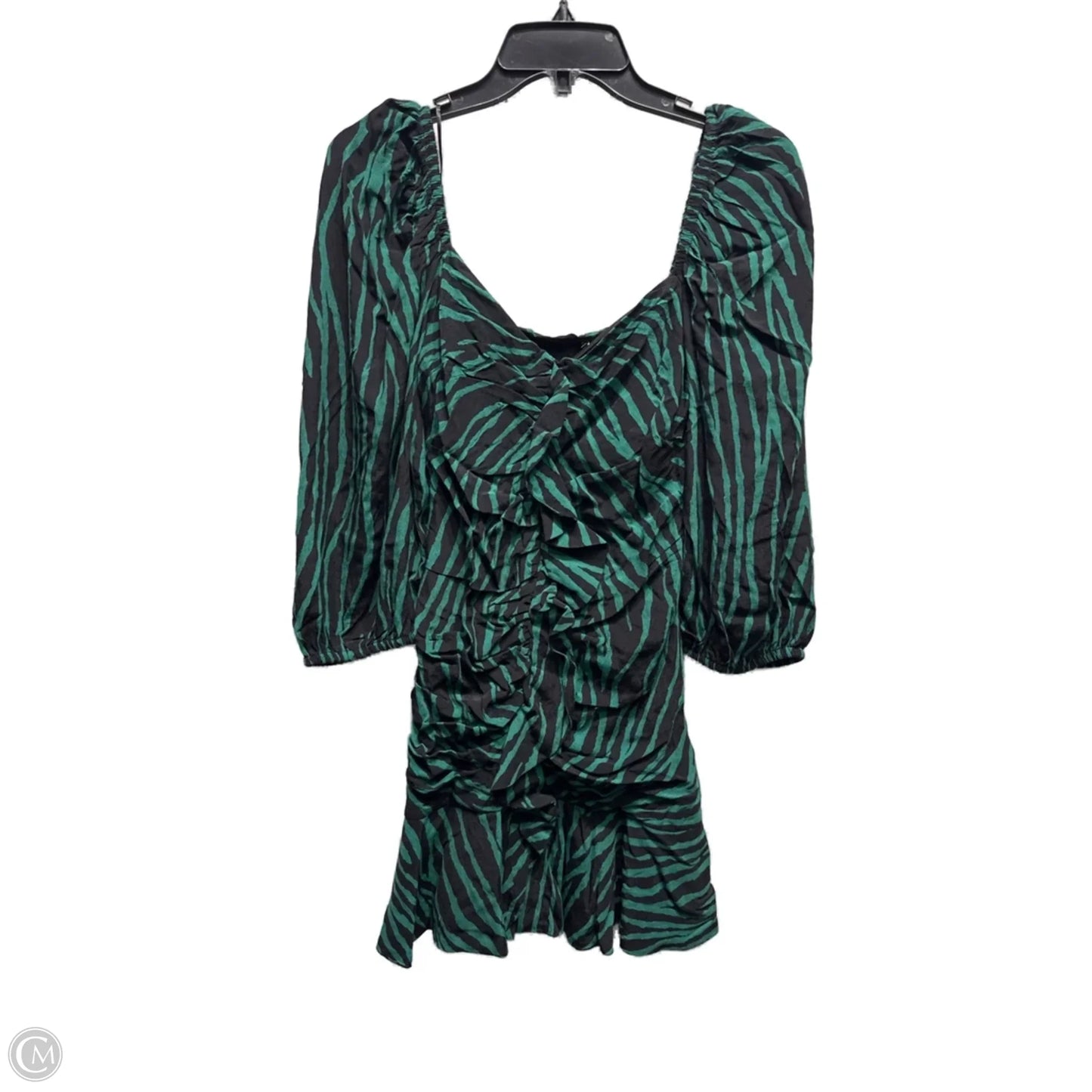 Dress Party Short By Zara In Black & Green, Size: M