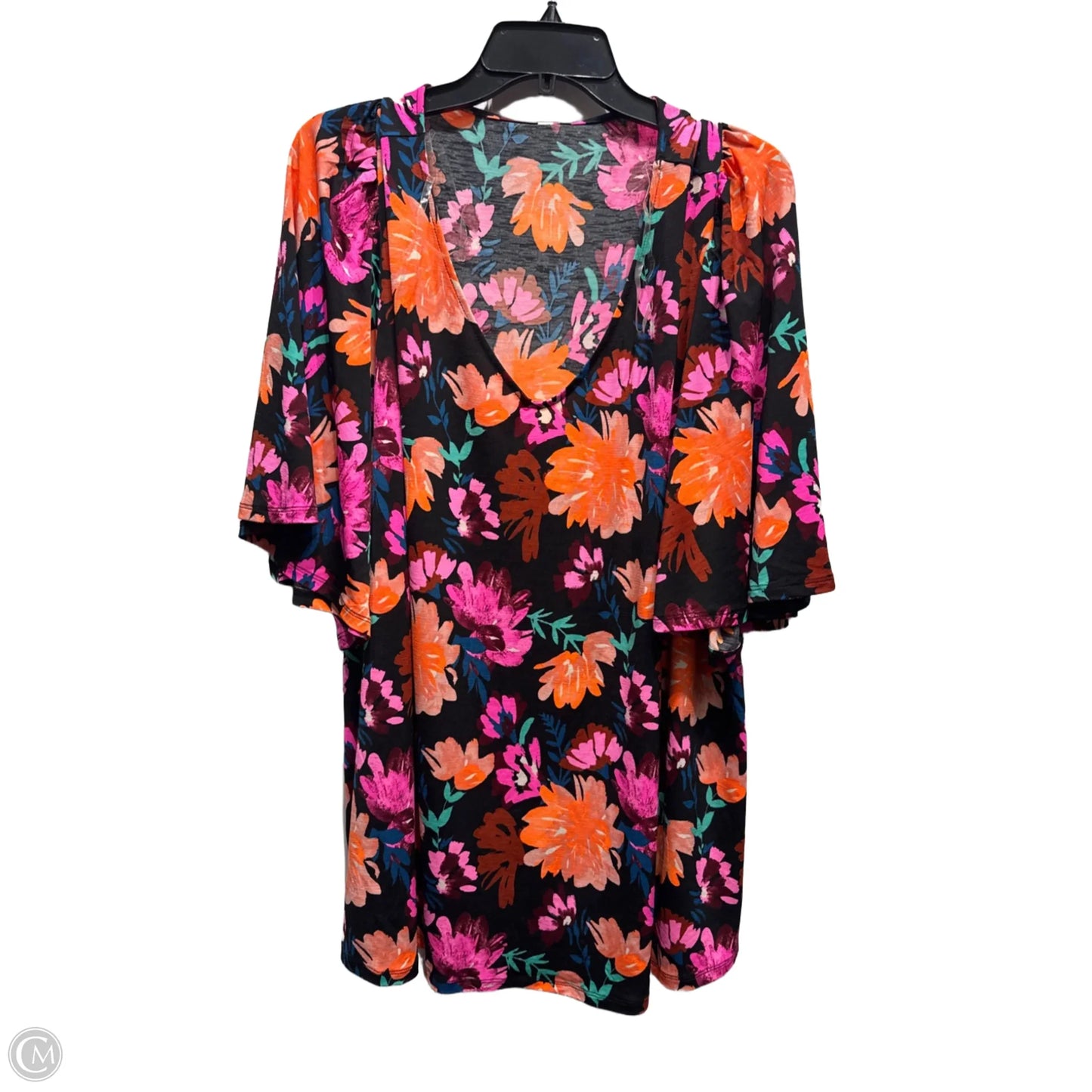 Top Short Sleeve By dear scarlett In Black & Pink, Size: 3x