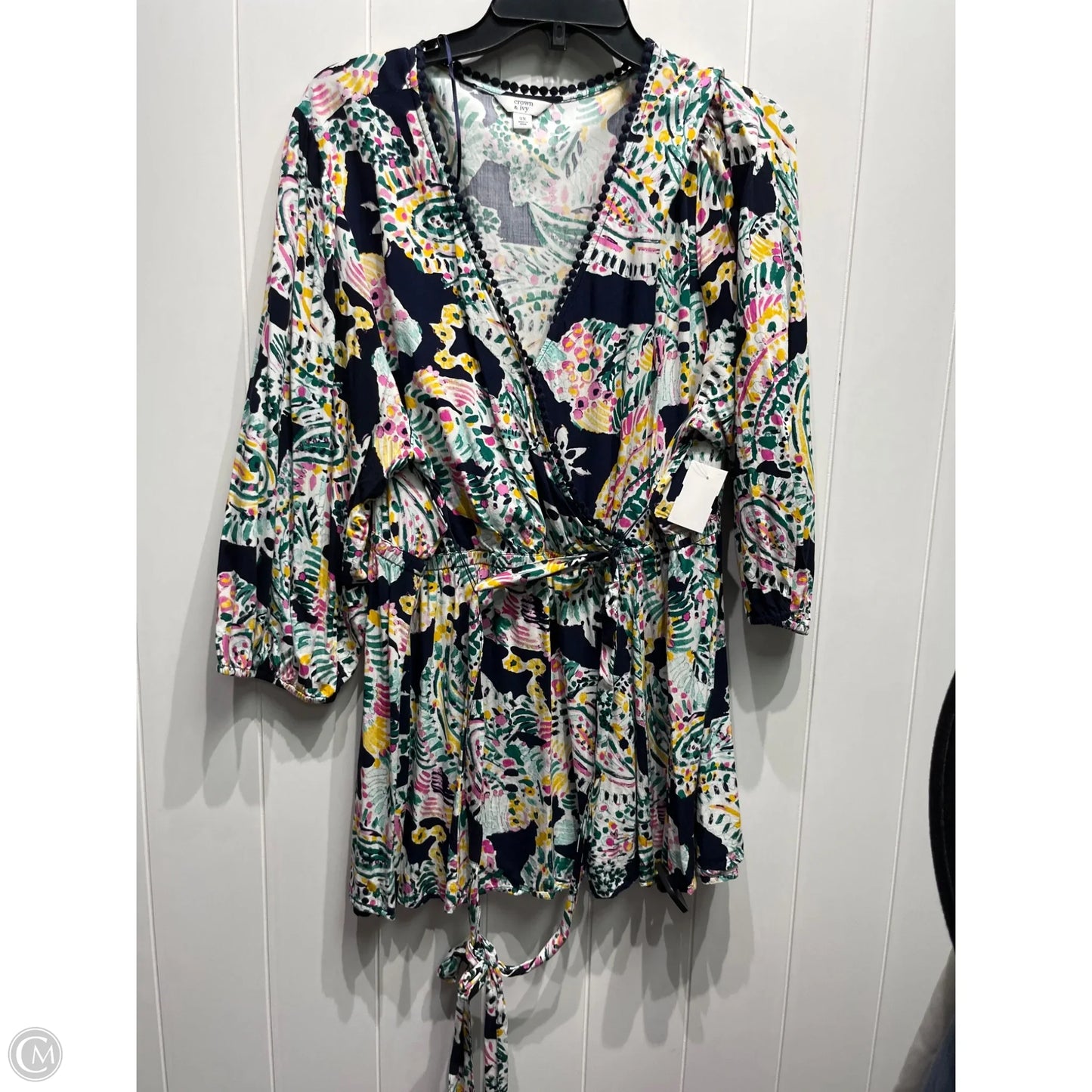 Top Long Sleeve By Crown And Ivy In Blue & Pink, Size: 2x