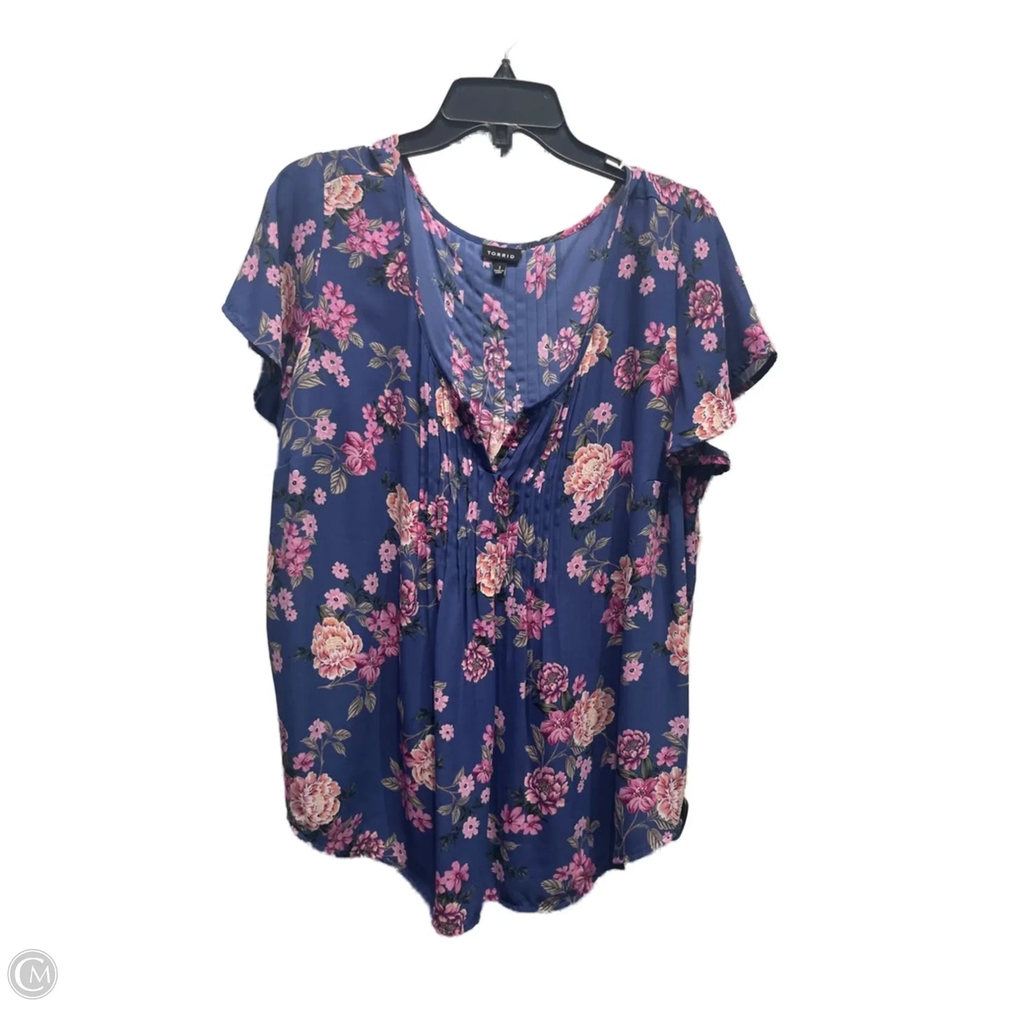 Top Short Sleeve By Torrid In Blue & Pink, Size: 1x
