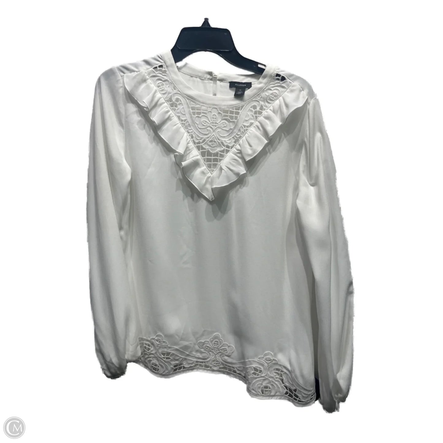 Top Long Sleeve By Halogen In White, Size: M