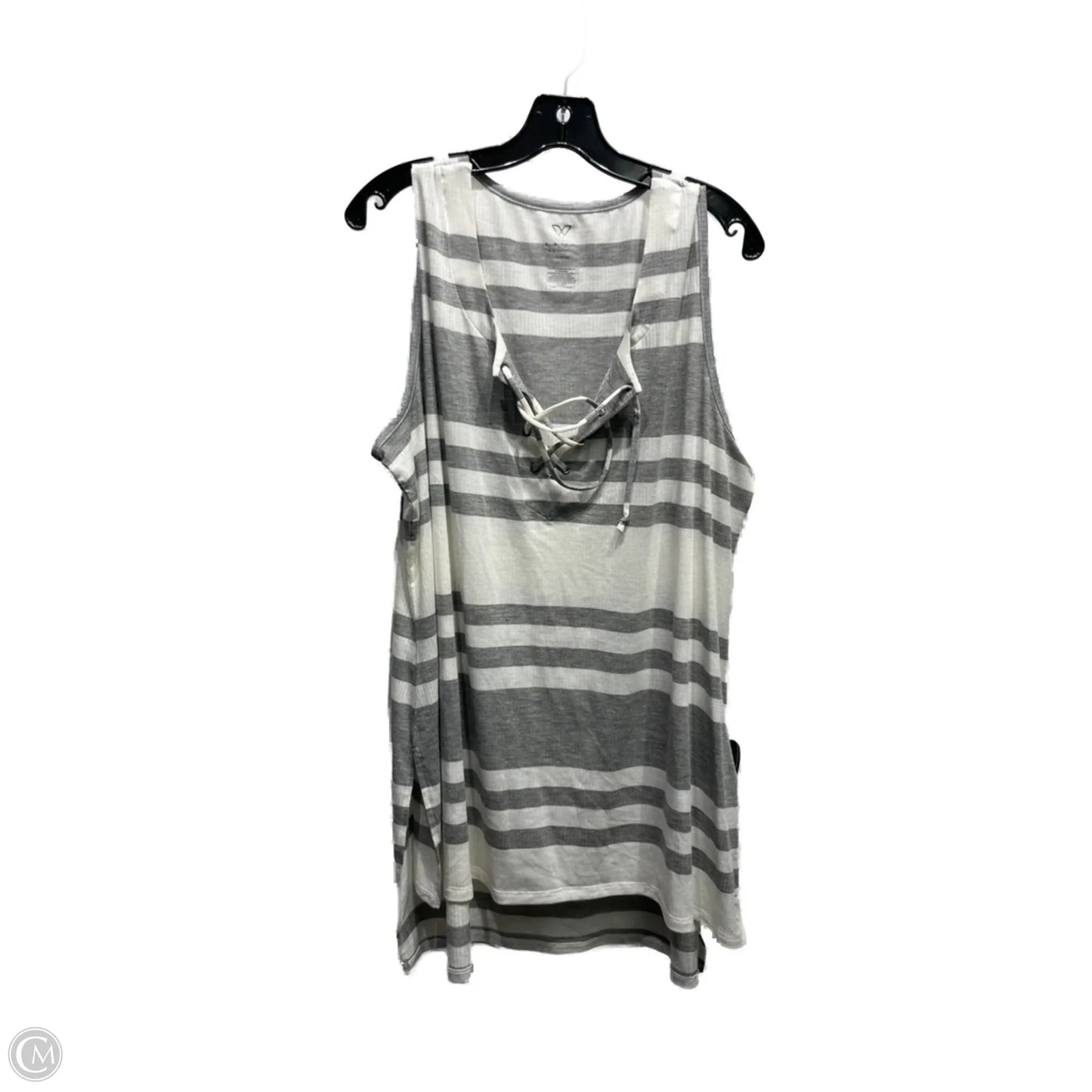 Top Sleeveless By Livi Active In Grey & White, Size: 22