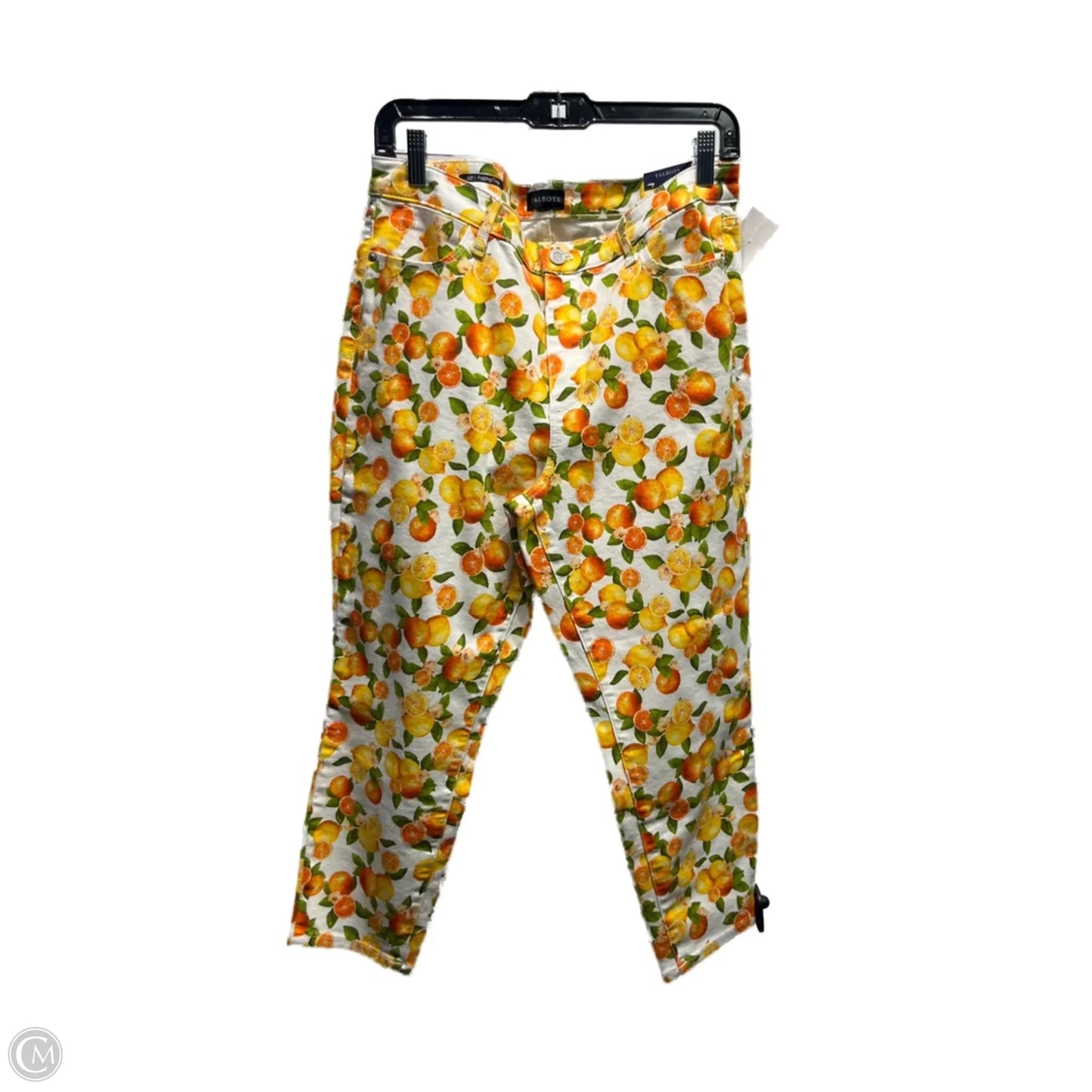 Jeans Cropped By Talbots In Orange & White, Size: 12