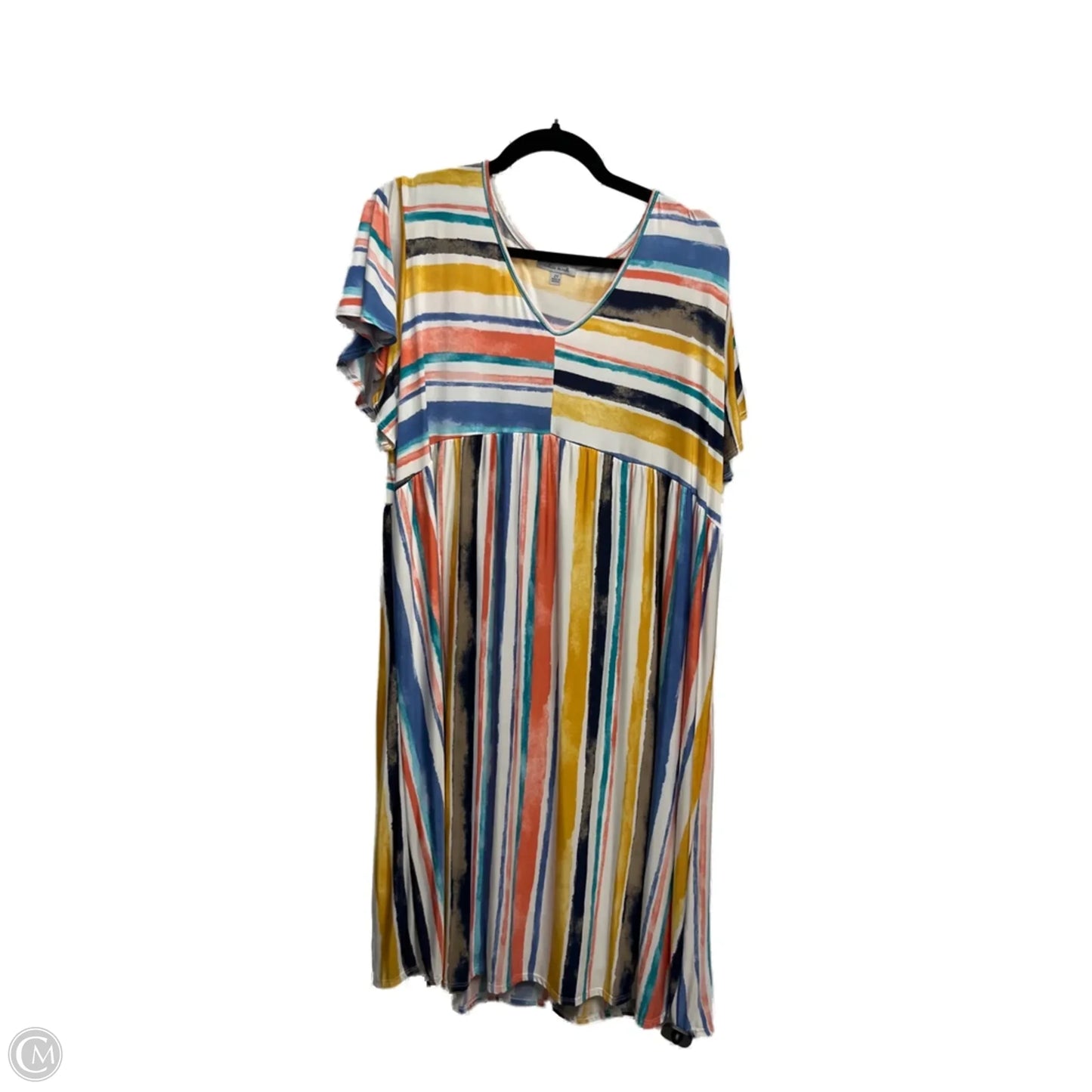 Dress Casual Short By White Birch In Blue & Yellow, Size: 2x