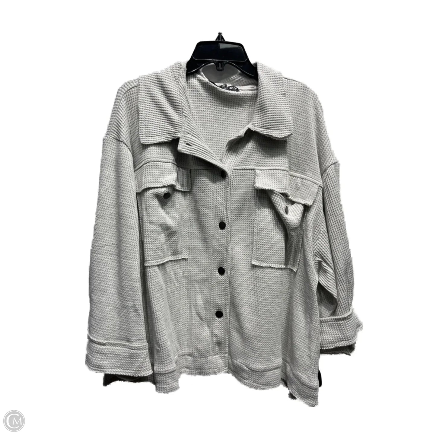 Jacket Shirt By Pol In Grey, Size: 2x
