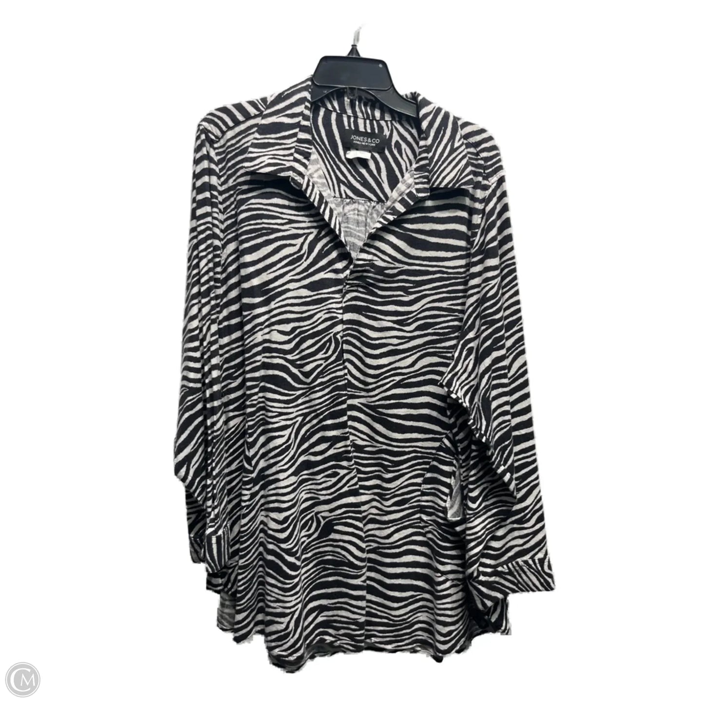 Top Long Sleeve By Jones New York In Black & White, Size: 3x