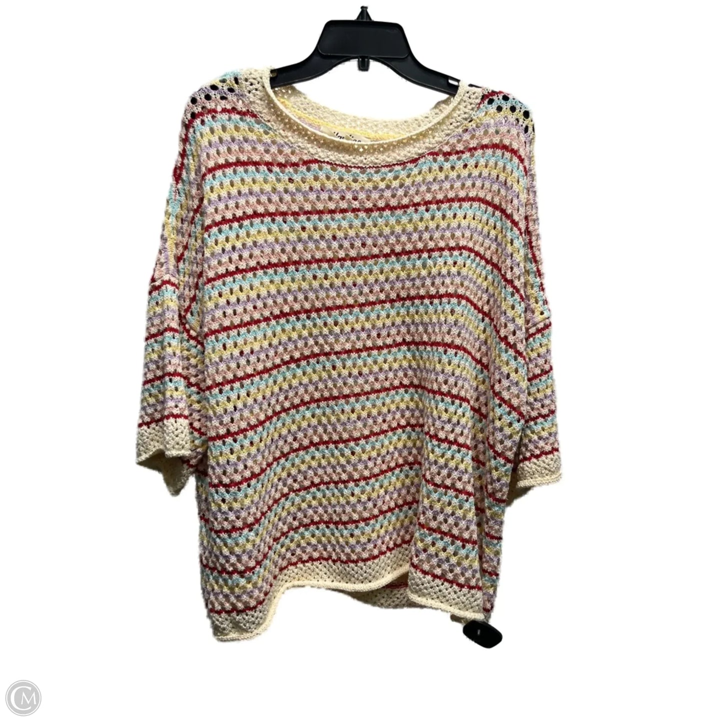 Sweater Short Sleeve By Haptics In Cream & Red, Size: 2x
