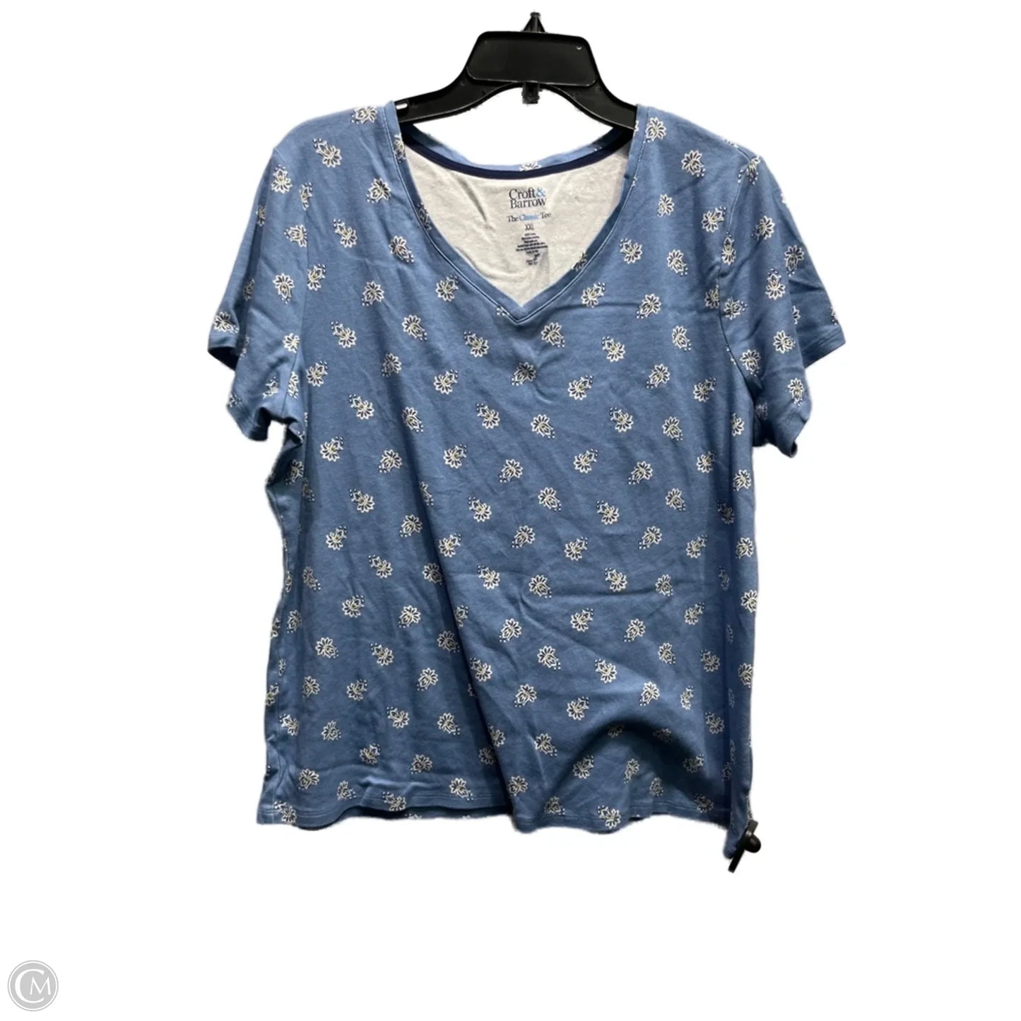 Top Short Sleeve Basic By Croft And Barrow In Blue & White, Size: Xxl