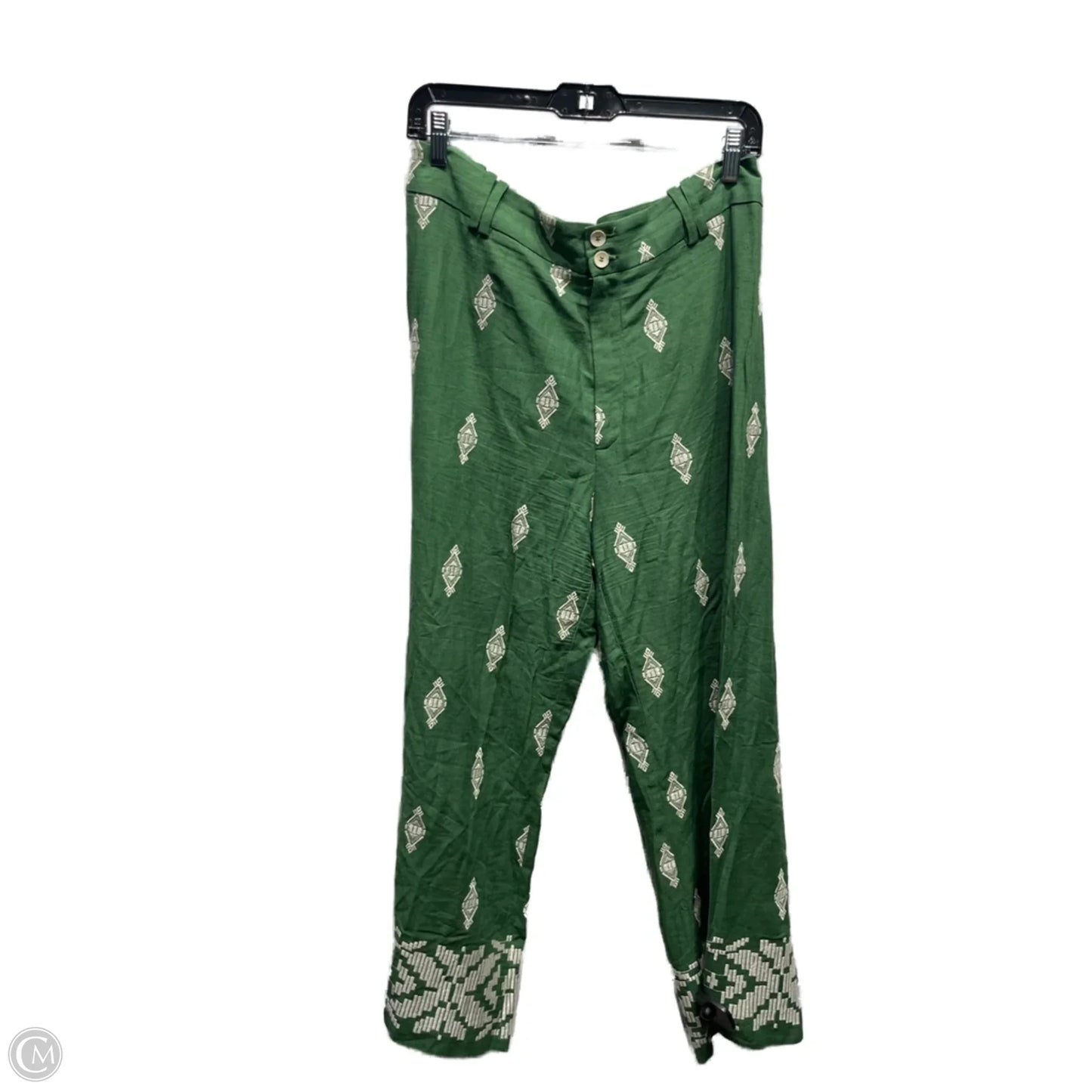 Pants Linen By Zara In Green & White, Size: L