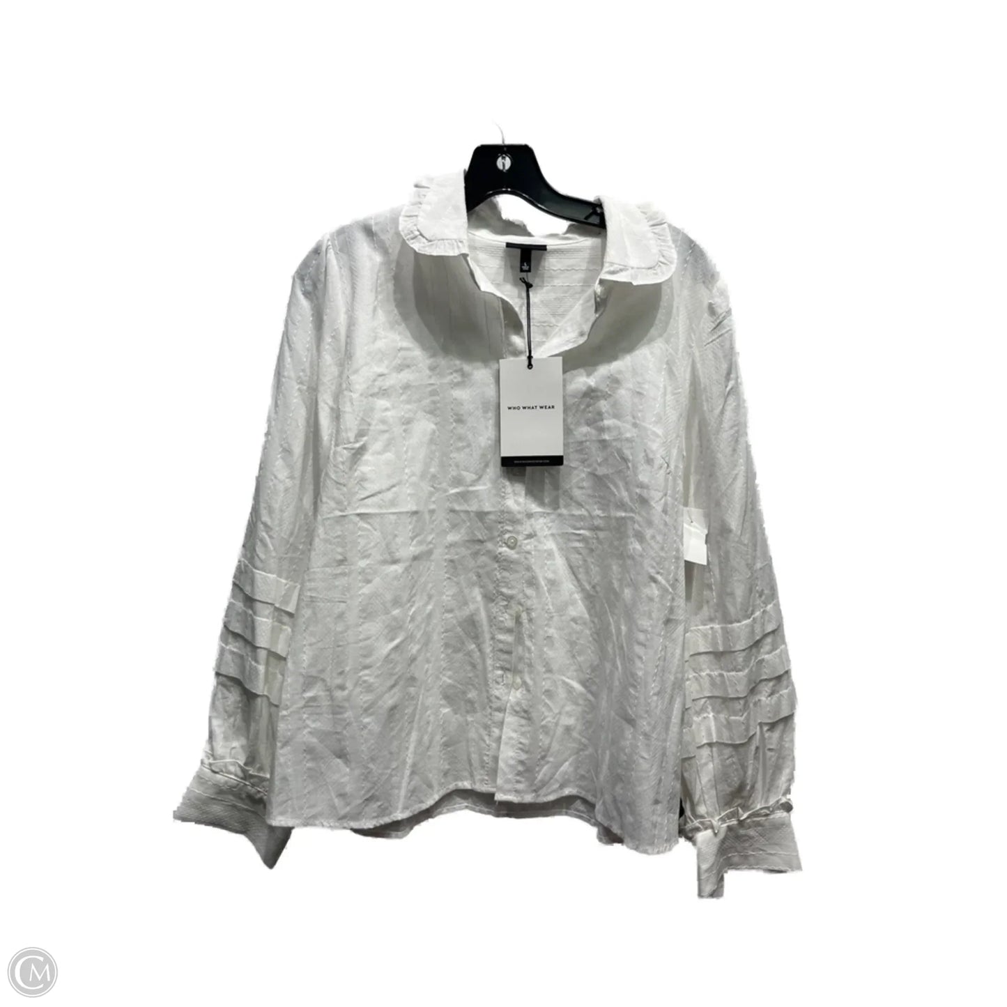 Top Long Sleeve By Who What Wear In White, Size: L