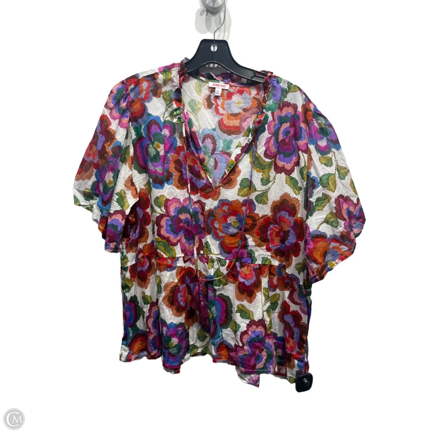 Top Short Sleeve By Johnny Was In Blue & Red, Size: Xl