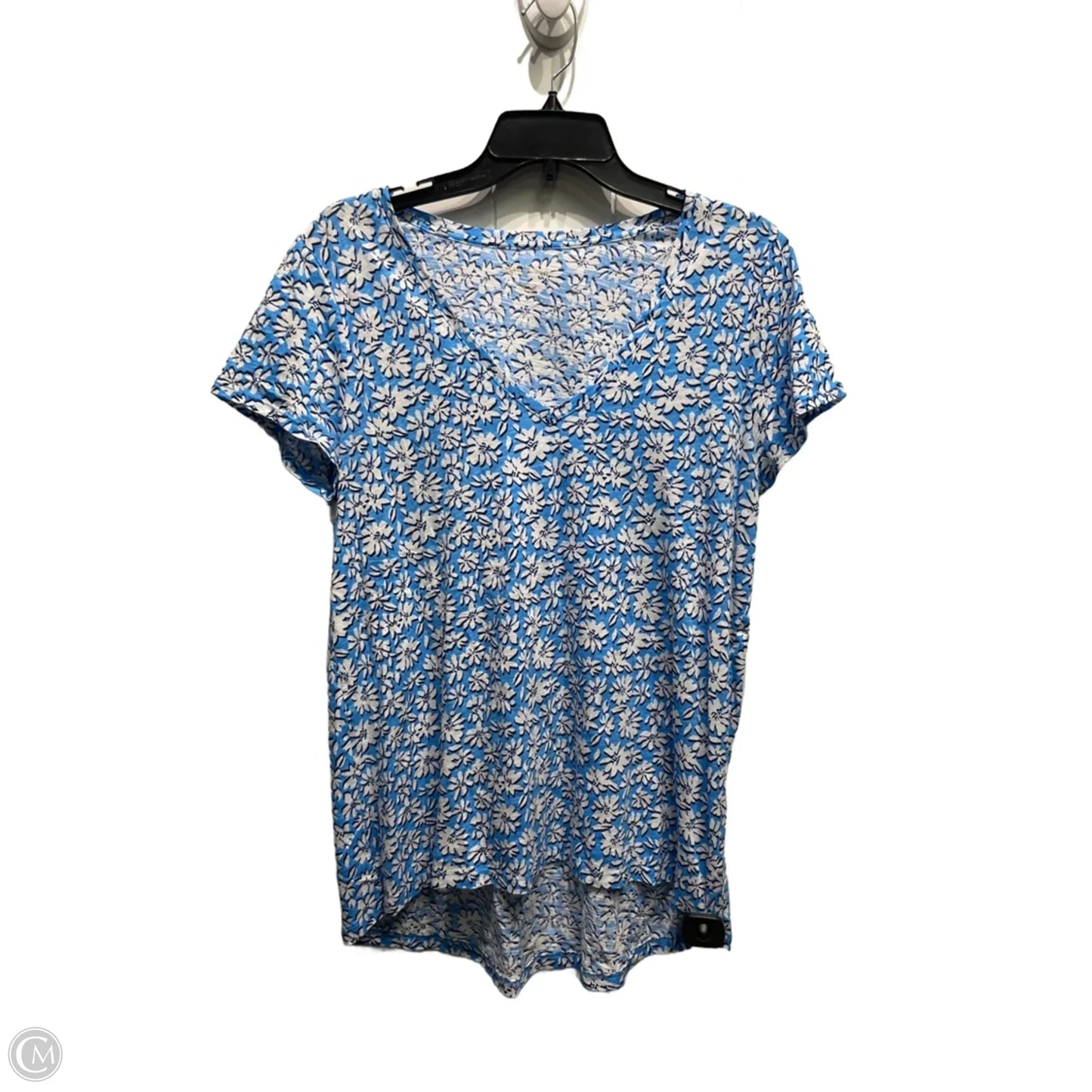 Top Short Sleeve Designer By Lilly Pulitzer In Blue & White, Size: L