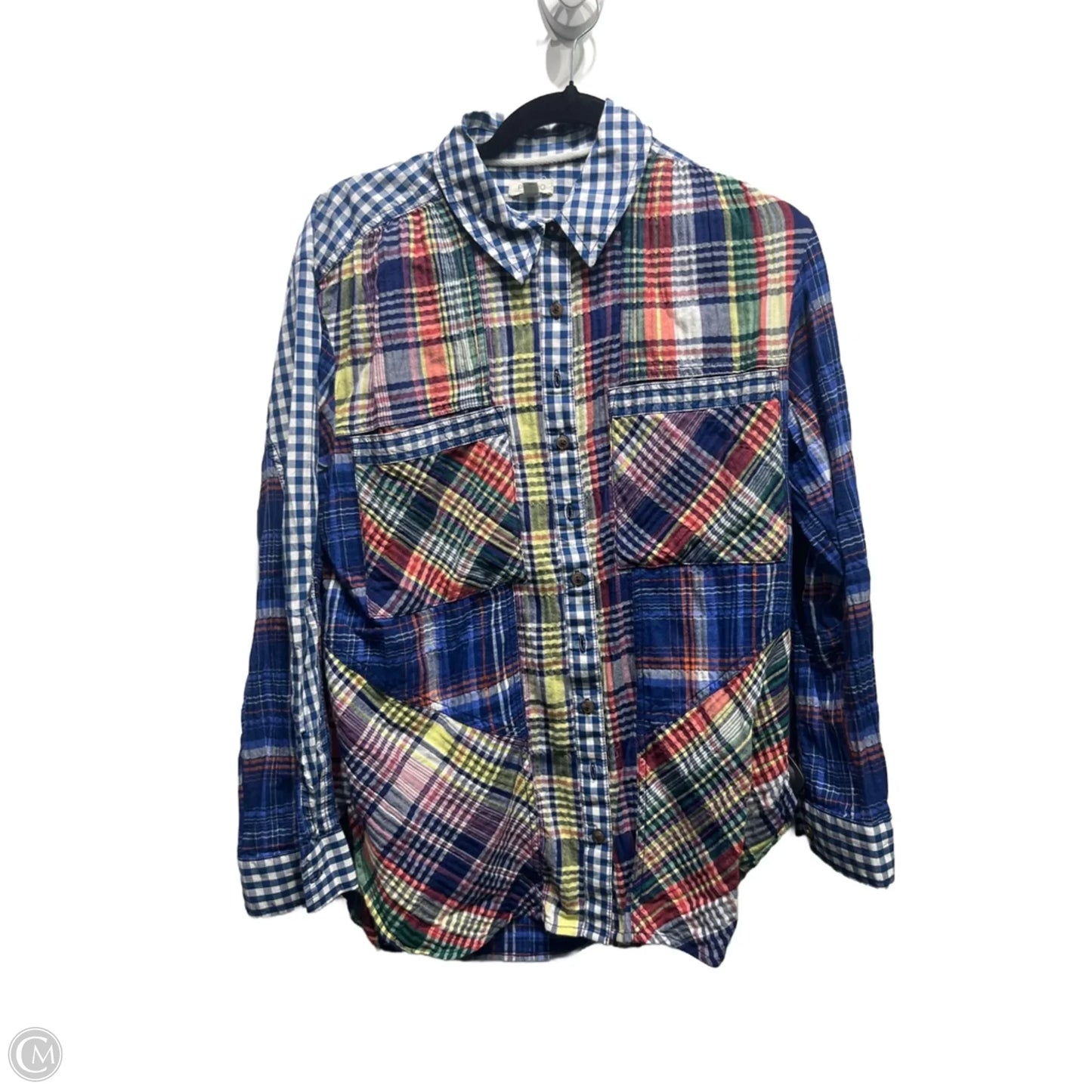 Top Long Sleeve By Pilcro In Blue & Red, Size: M