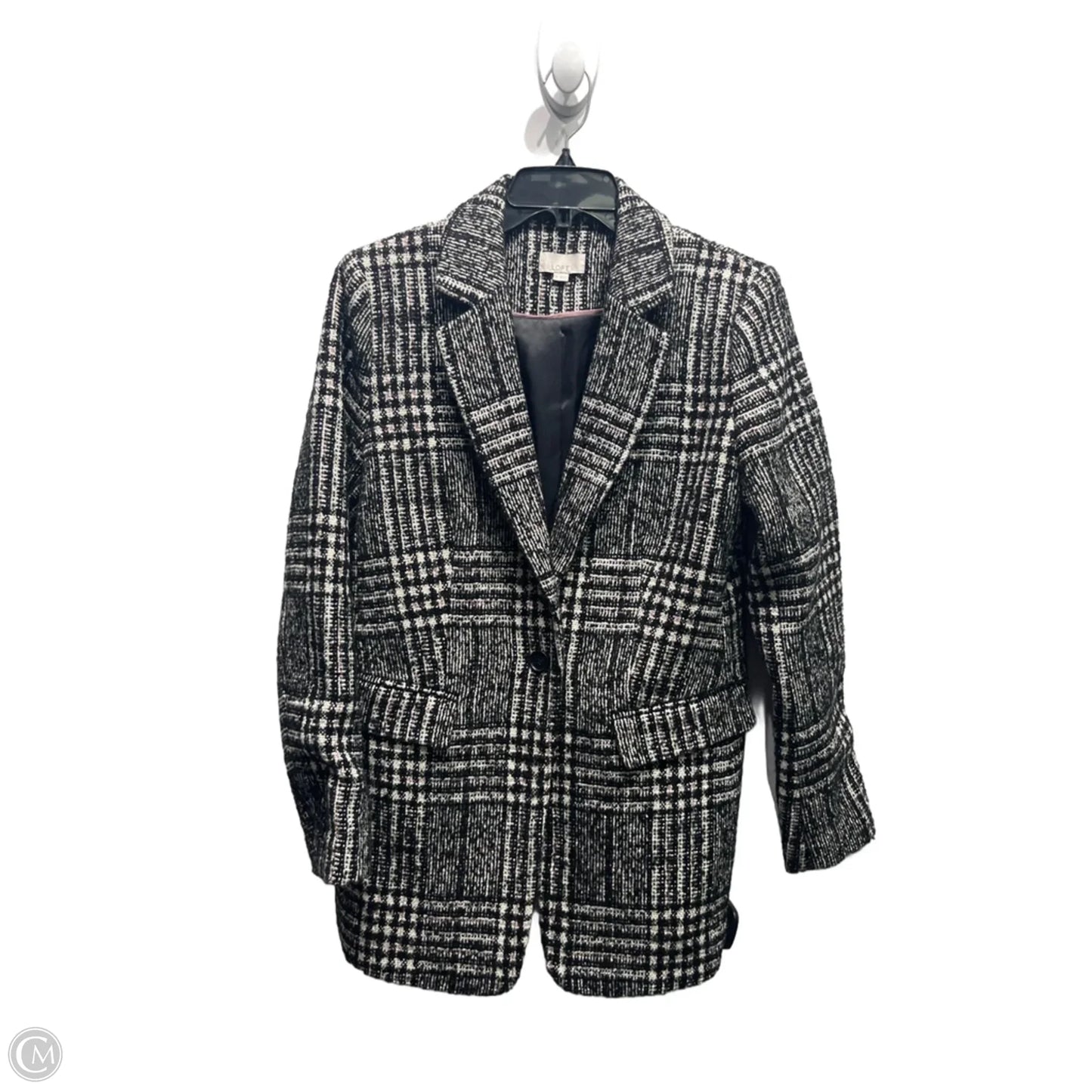 Coat Trench Coat By Loft In Black & White, Size: 10