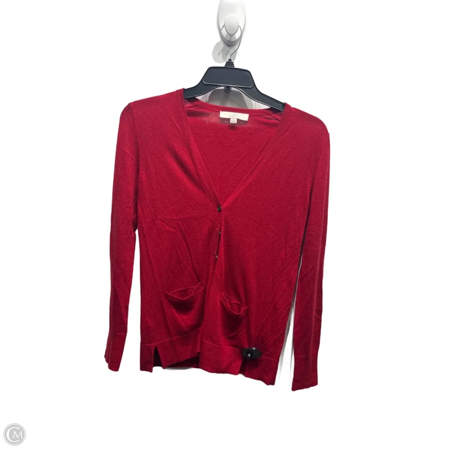 Sweater Cardigan By Loft In Red, Size: S