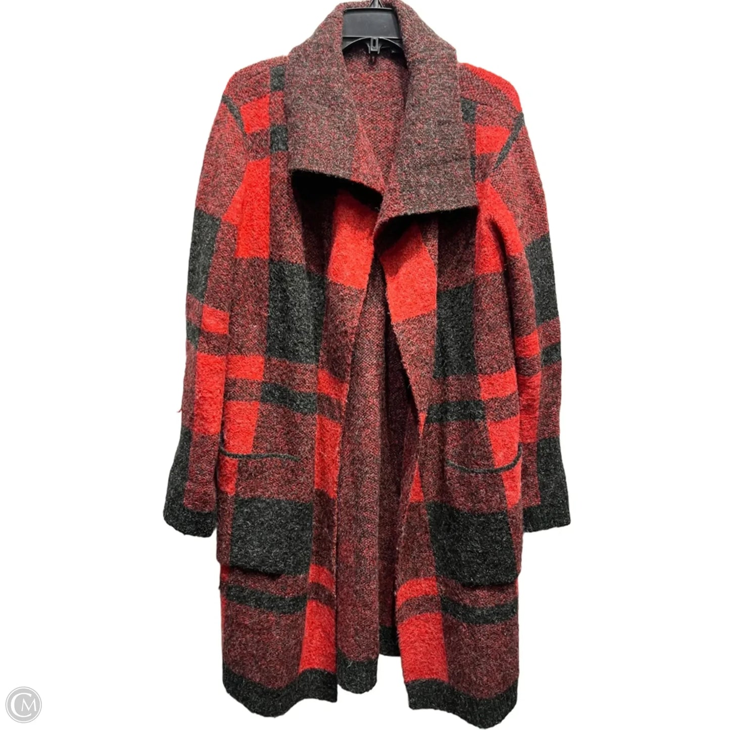 Sweater Cardigan By Clothes Mentor In Black & Red, Size: L