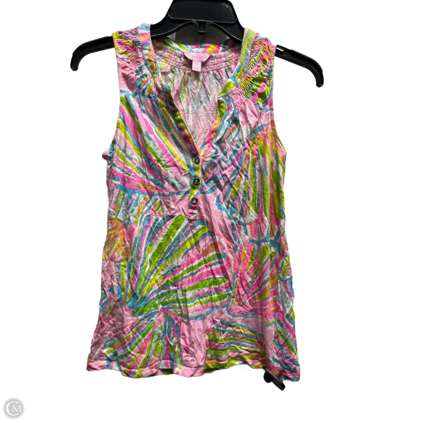 Top Sleeveless Designer By Lilly Pulitzer In Green & Pink, Size: Xs