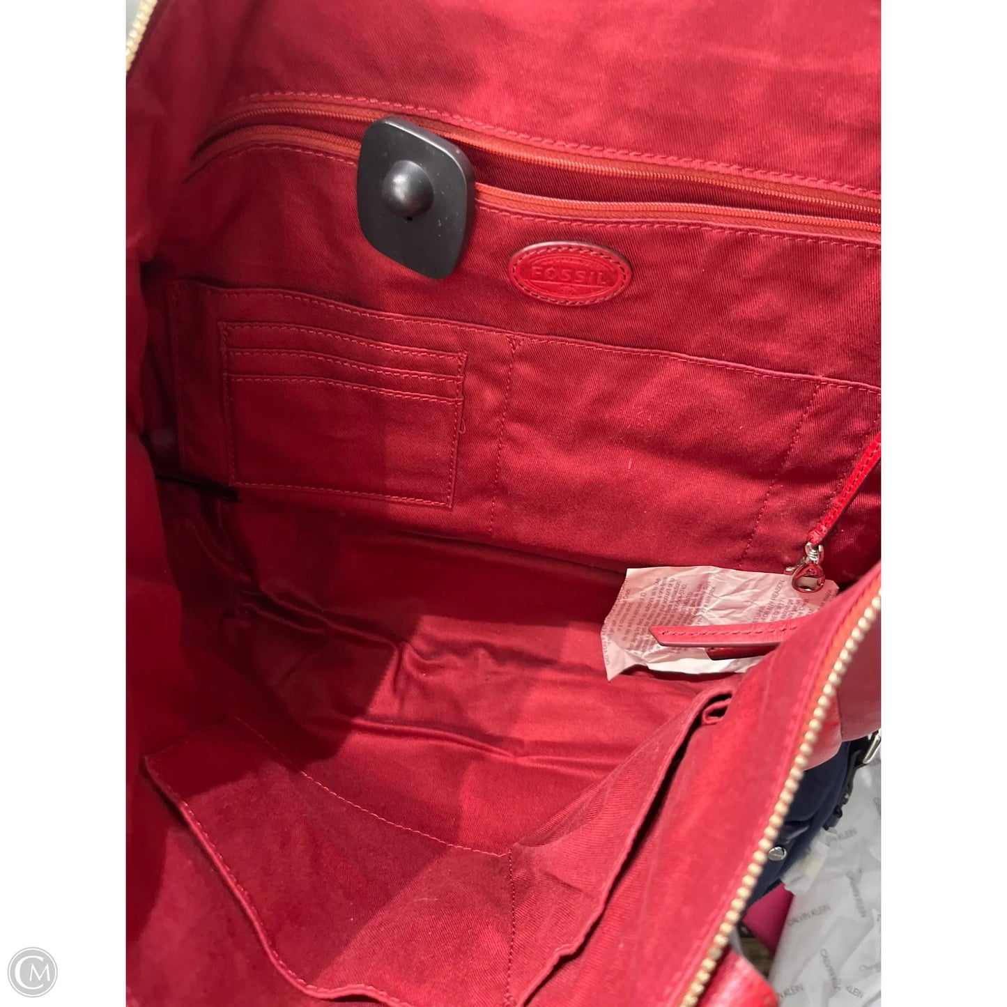 Tote Leather By Fossil, Size: Medium