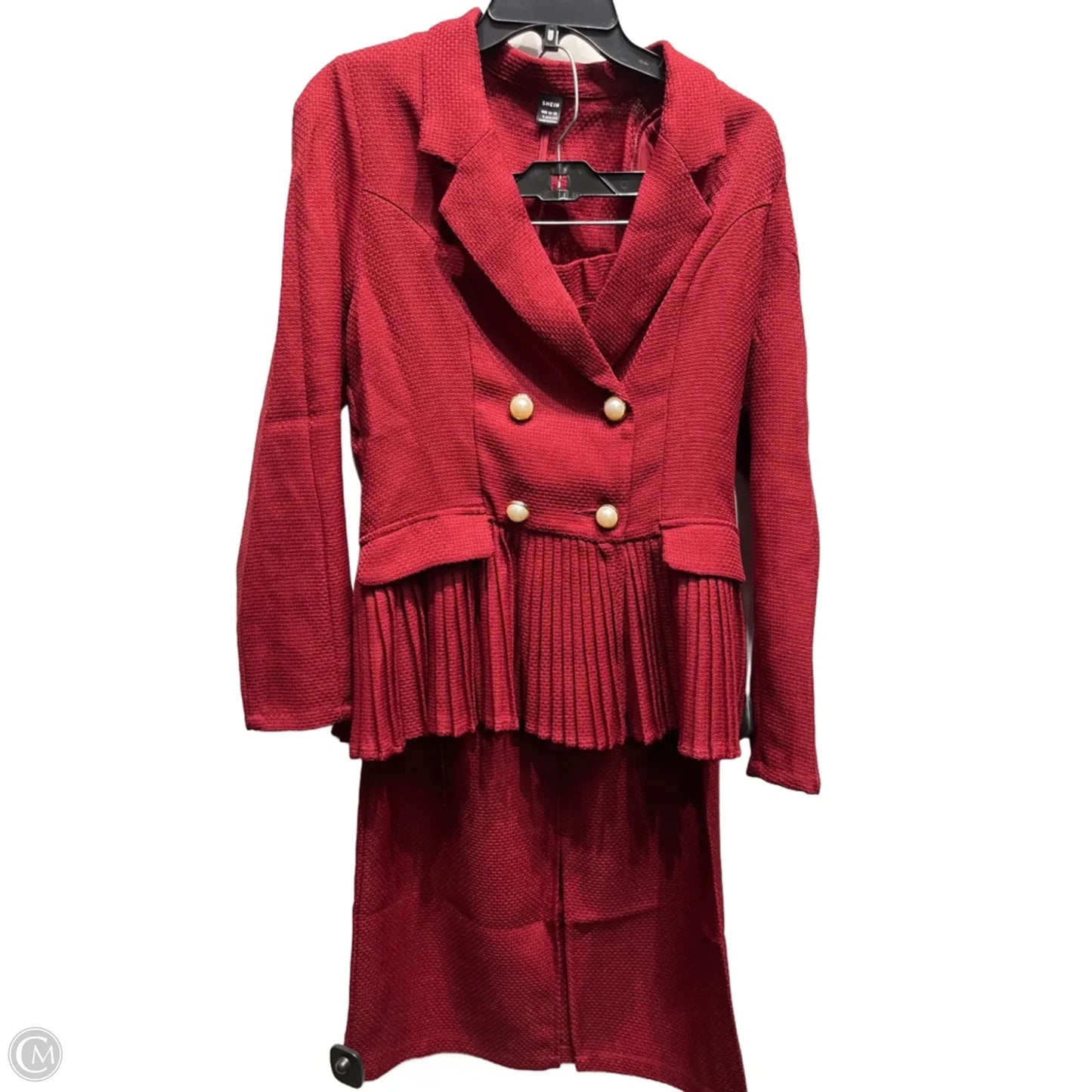 Skirt Suit 2pc By Shein In Maroon, Size: L