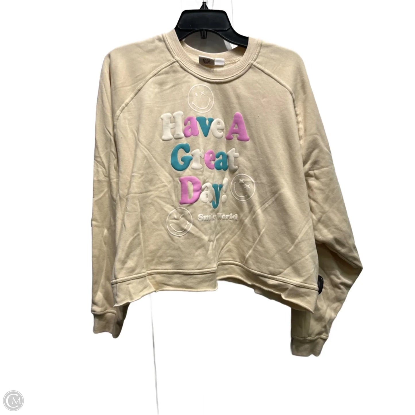 Top Long Sleeve By smiley world In Pink & Tan, Size: S